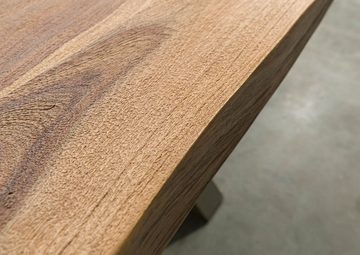 Massivmoebel24 Baumkantentisch FREEFORM (220x100x77 Sheesham, Esstisch Baumkantentisch aus Echtholz echte Baumkante massiv), Echte Baumkante, Natürliche Risse und Unebenheiten
