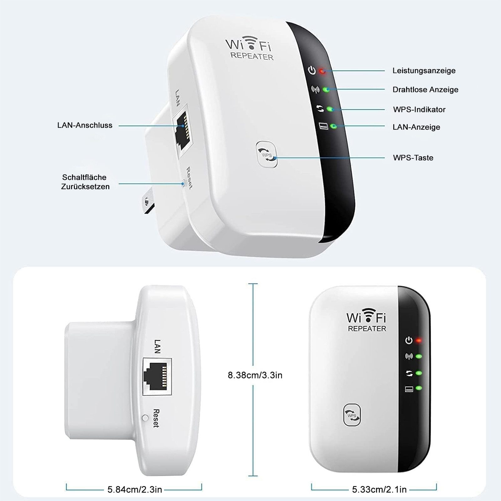 MODFU WLAN-Expander WLAN-Verstärker 2,4 GHz WLAN-Repeater, Maximale drahtlose Datenrate 3000 Mbit/s