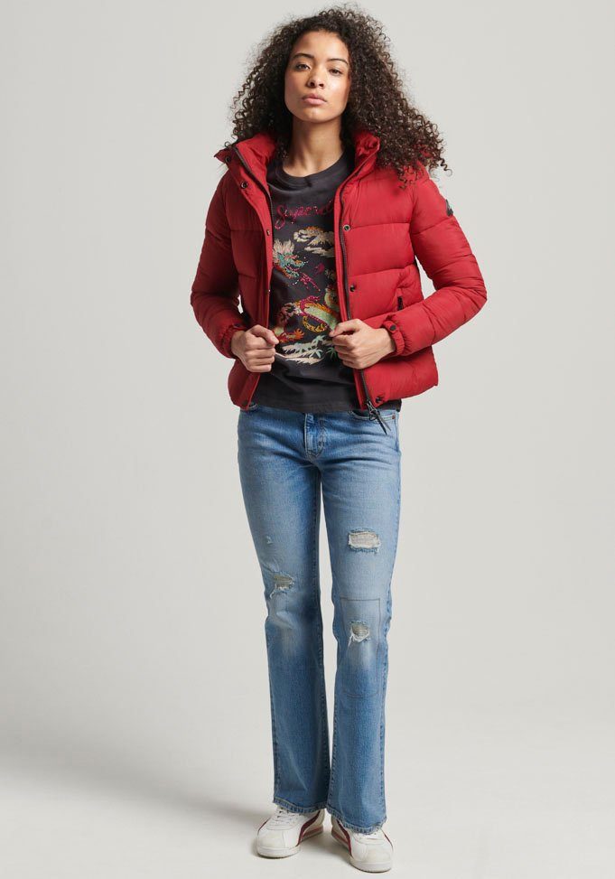 Superdry Winterjacke Kurz geschnittene Kapuzenjacke Mid Layer rot