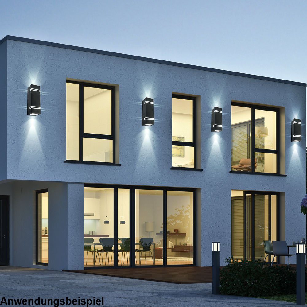 Home RGB DOWN Wand Leuchte Außen Smart Fassaden Außen-Wandleuchte, etc-shop UP Edelstahl LED