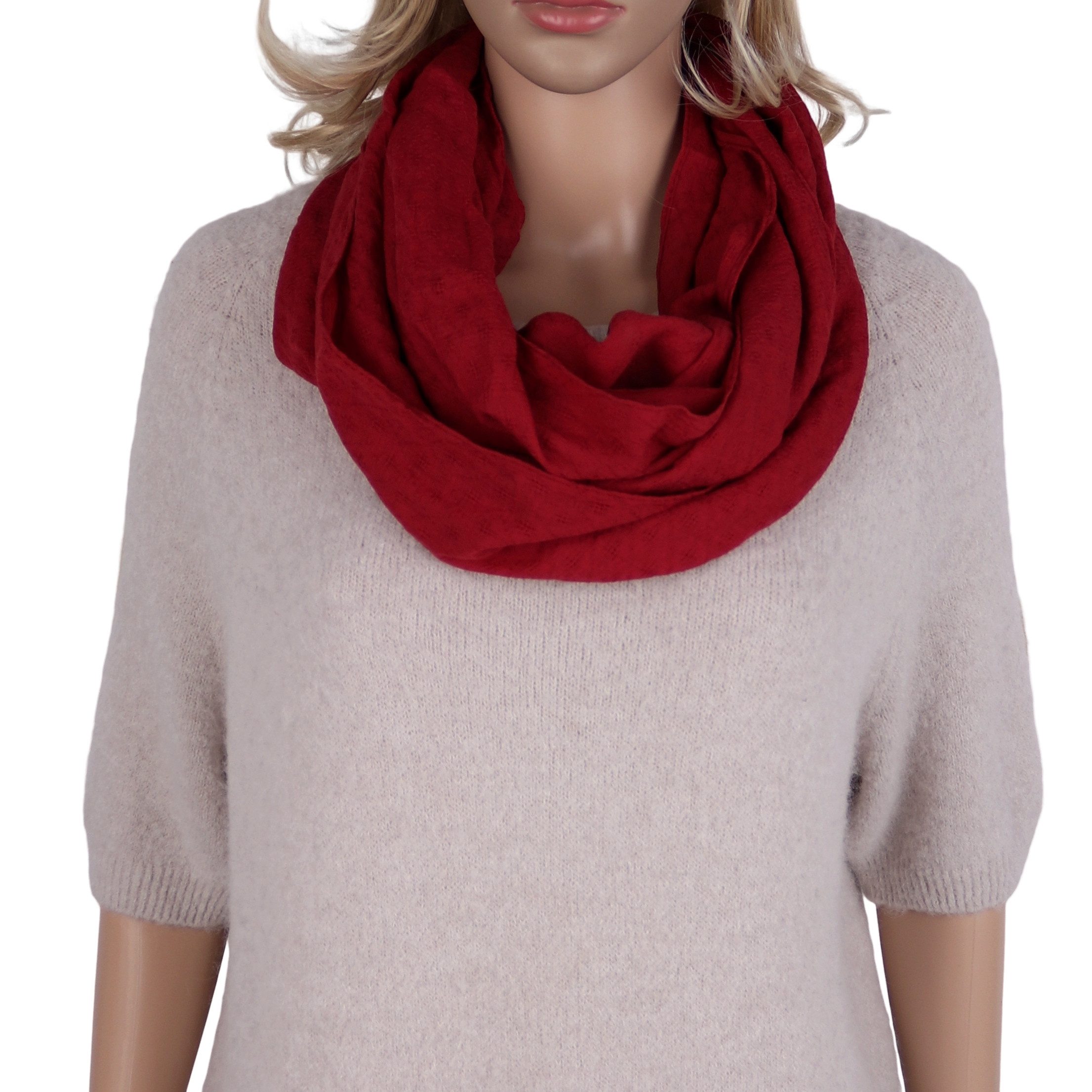 MIRROSI Loop Damen Schal Unifarbe mit Lochmuster Weich aus 100% Baumwolle, (ca. 160x44cm Zweimal um den Hals wickelbar), Schlauchschal