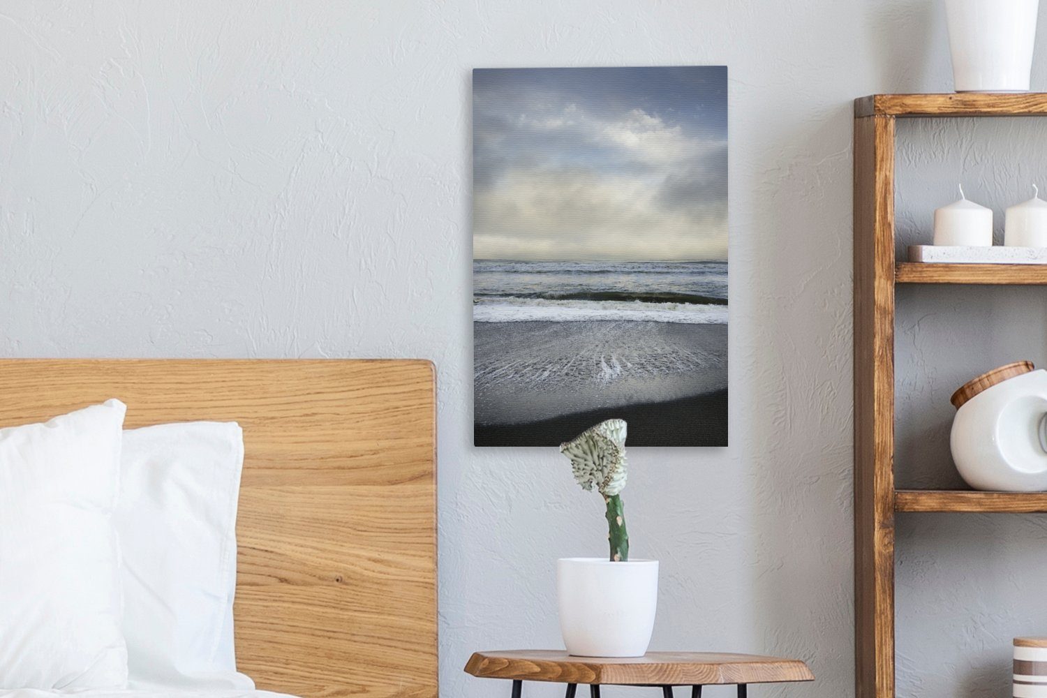 OneMillionCanvasses® Leinwandbild Amerikanischer Strand in bespannt fertig inkl. Kalifornien, 20x30 cm St), Gemälde, Leinwandbild Zackenaufhänger, (1