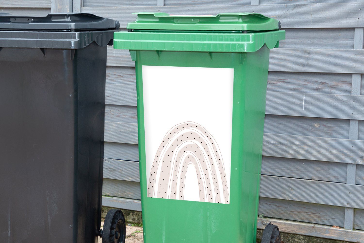 MuchoWow Wandsticker Regenbogen - Tupfen - Container, Sticker, Abfalbehälter Pastell Mülleimer-aufkleber, St), Mülltonne, (1