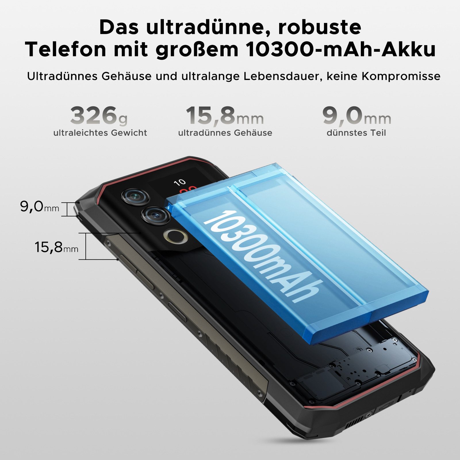 DOOGEE Blade 10 Max Handy mit 1.54" Heckdisplay Smartphone (6.56 Zoll, 256 GB Speicherplatz, 50 MP Kamera, Android 15, 90Hz,50MP+8MP, Fingerabdruck/Face ID/NFC/OTG)