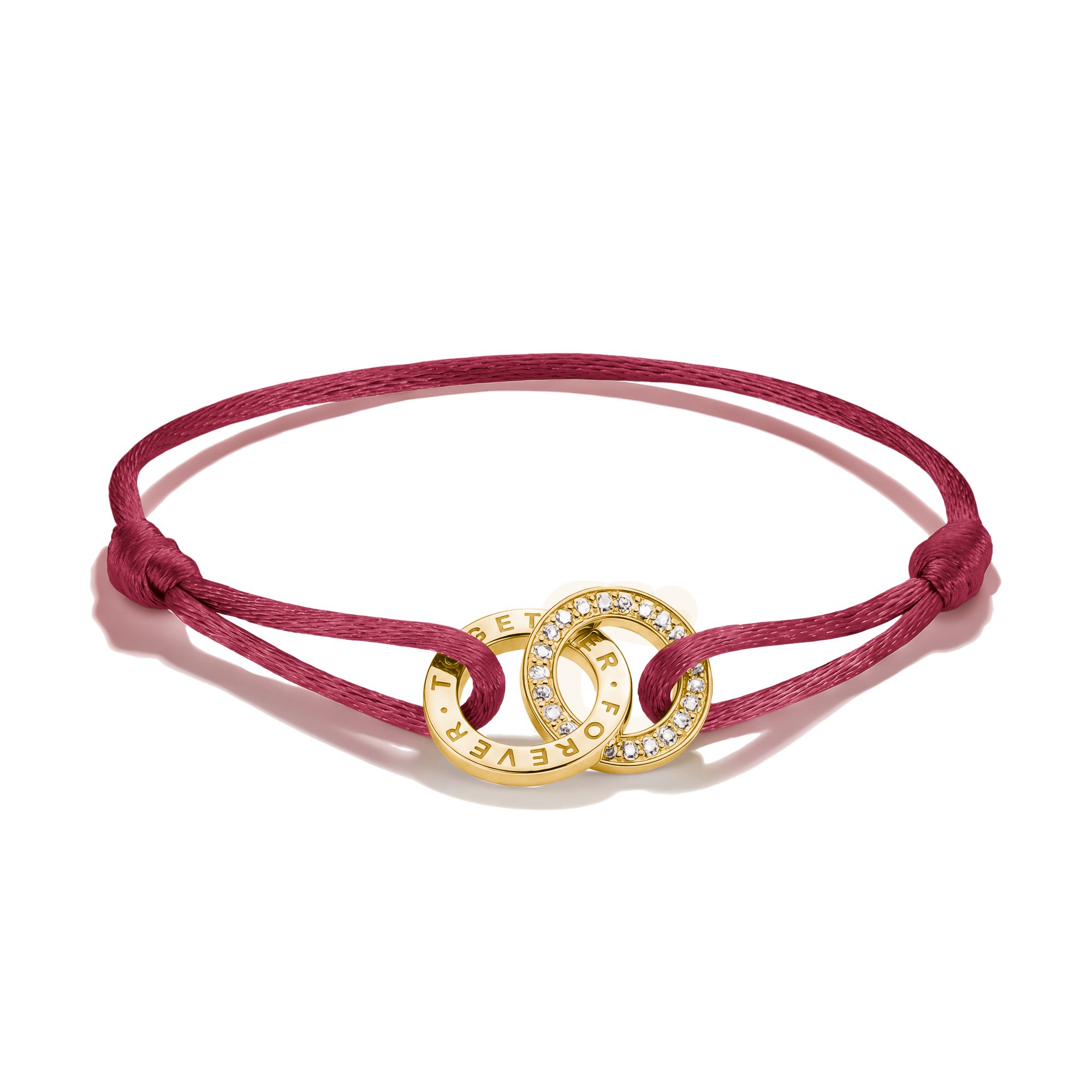 THOMAS SABO Armband Together Textilarmband gelbgoldfarben, mit Zirkonia (synth)