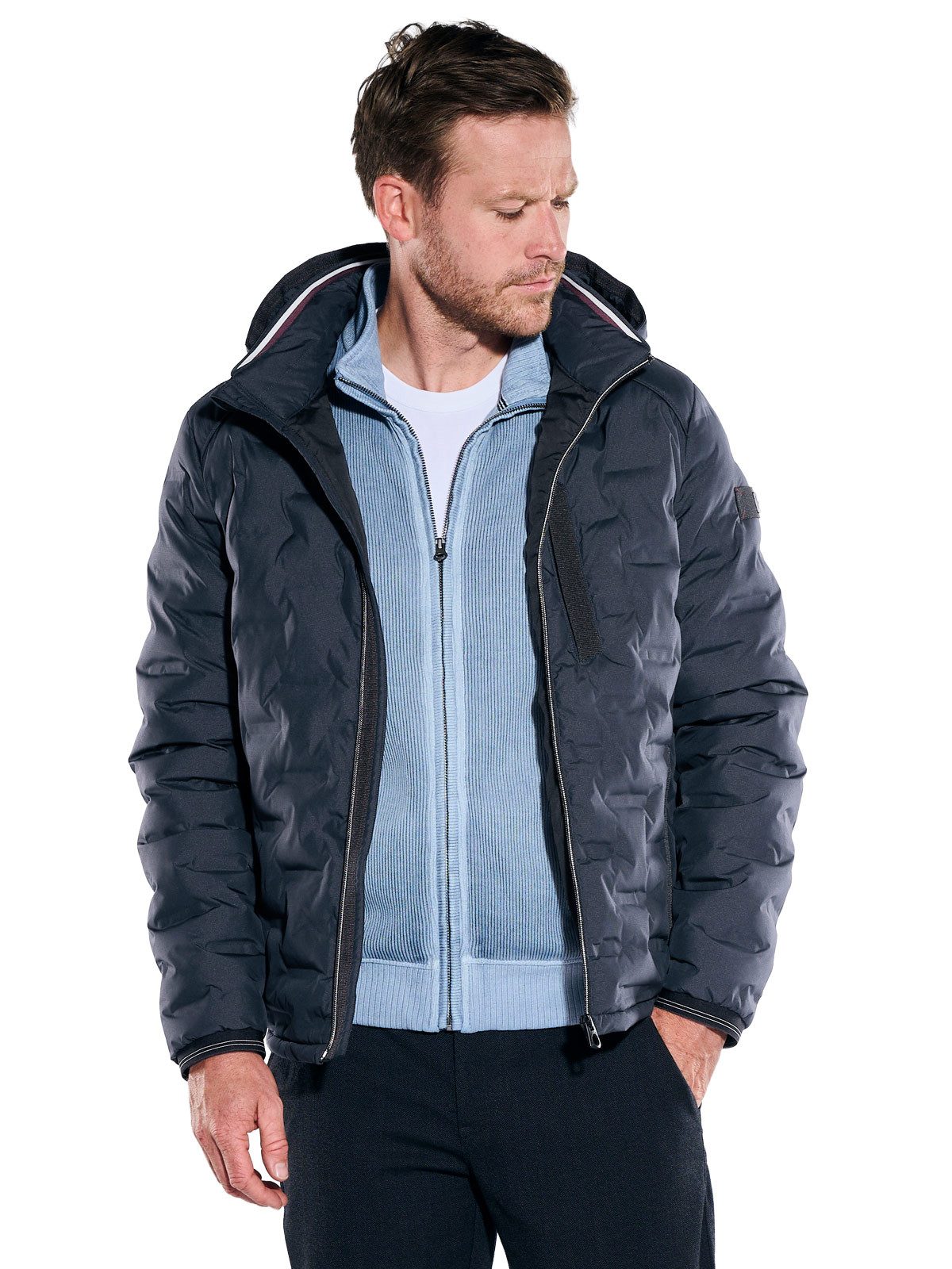 Engbers Kurzjacke Herren Steppjacke mit abnehmbarer Kapuze, Saphirblau