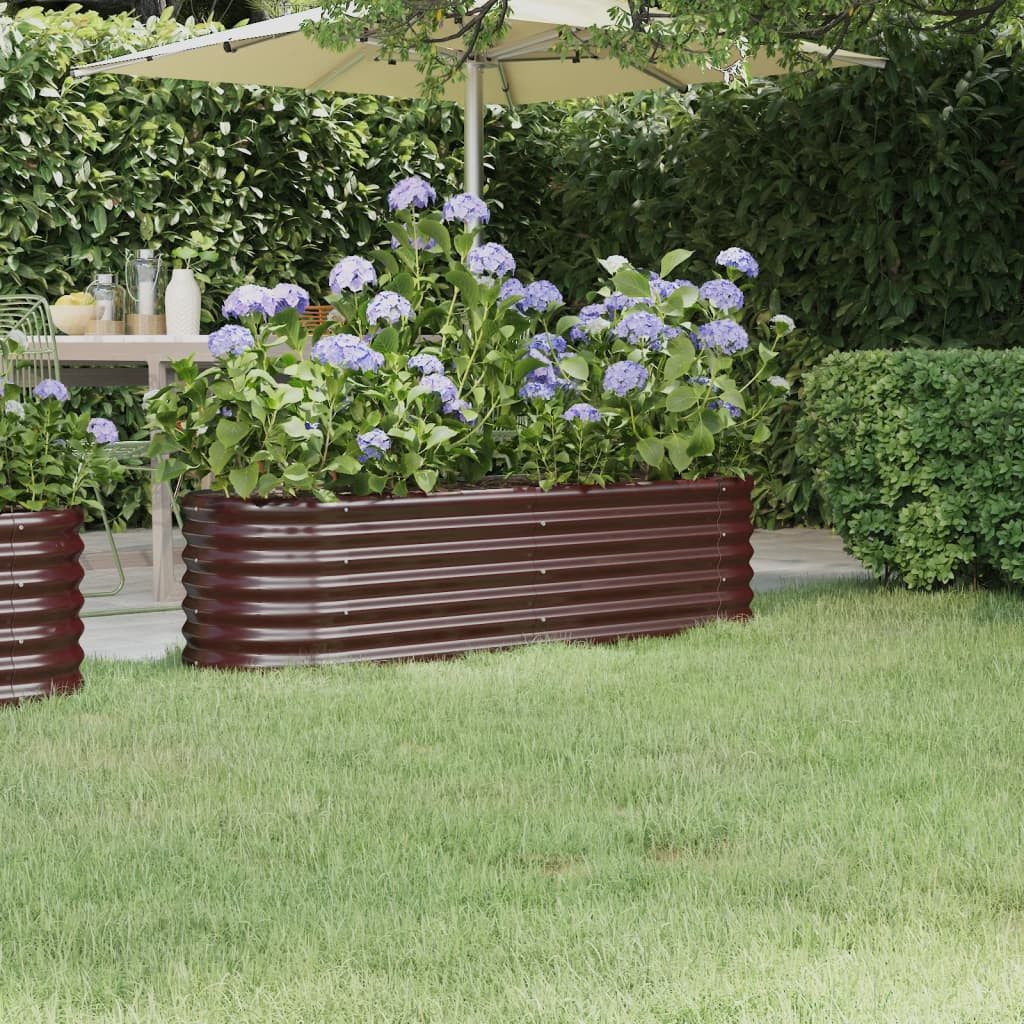 furnicato Hochbeet Braun 152 x 40 x 36 cm aus verzinktem Stahl, Witterungsbeständiges Gemüsebeet mit stabilen inneren Stützbügeln