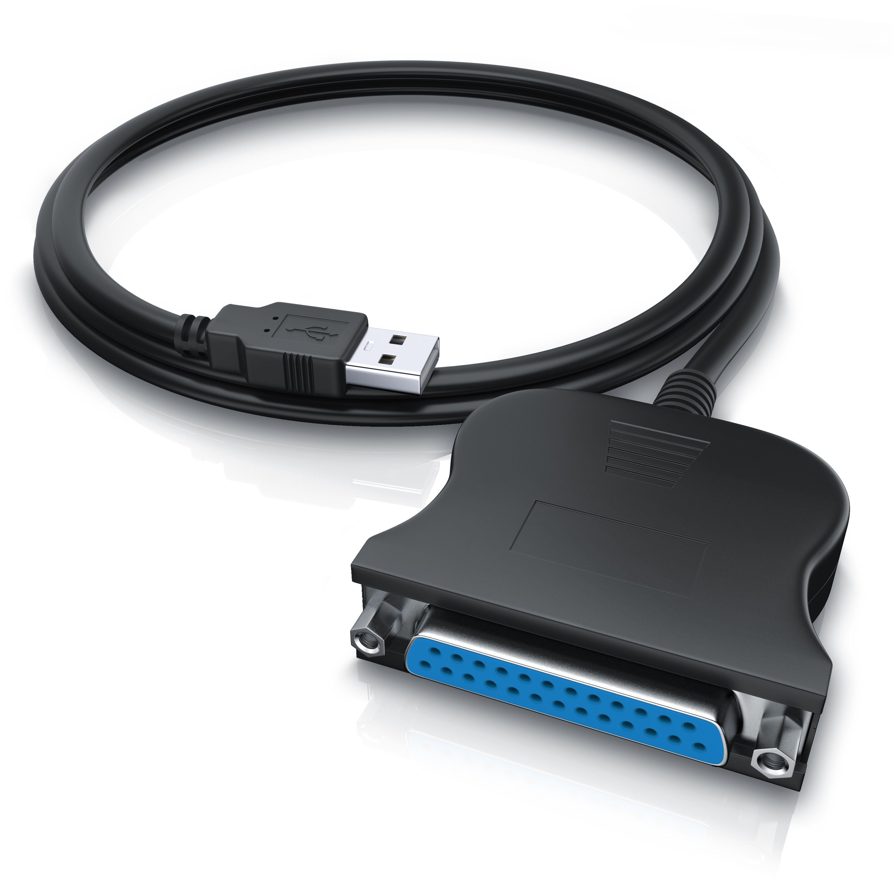 CSL USB-Adapter D-SUB DE 25 zu USB Typ A, 90 cm, USB A auf Parallel Adapter LPT 25 pol., Druckerkabel Adapterkabel