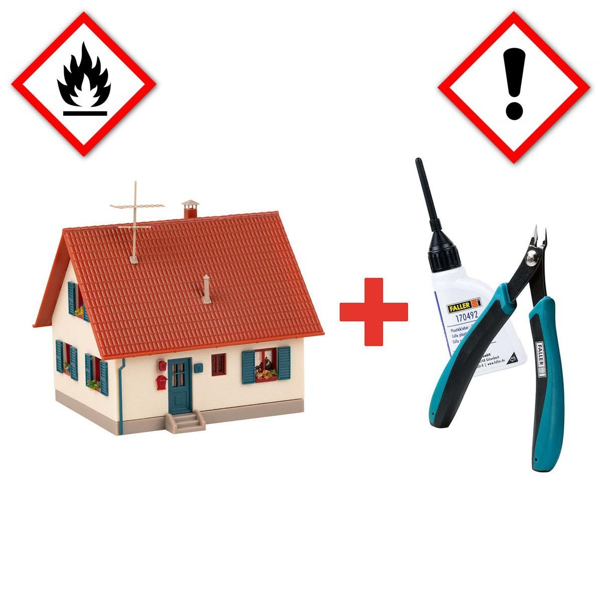 Faller Modellbausatz Faller 195602 Promotion-Set Bastelhaus (creme/rot) H0