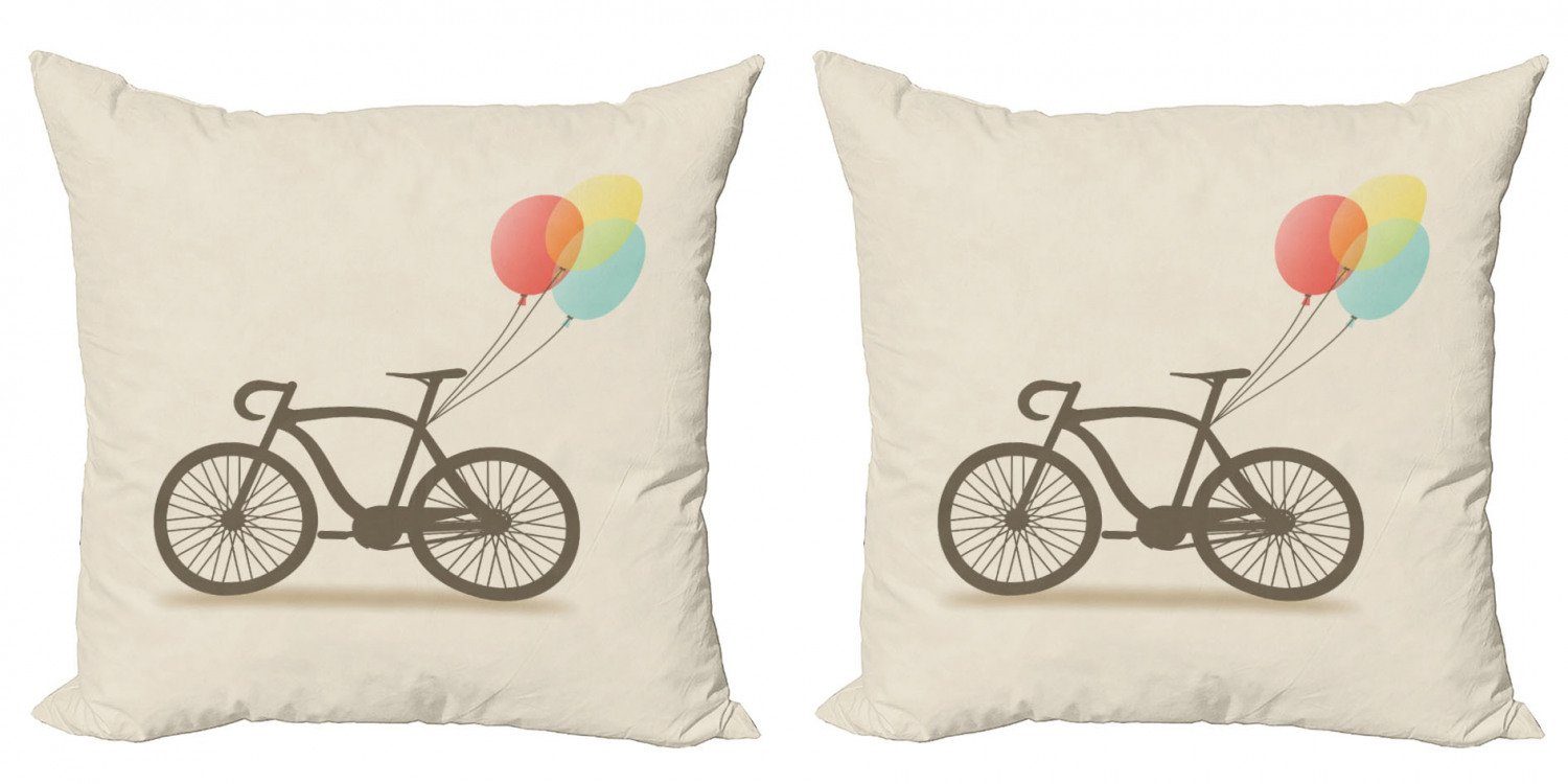 Kissenbezüge Modern Accent Doppelseitiger Digitaldruck, Abakuhaus (2 Stück), Bike-Party Fahrrad und Luftballons