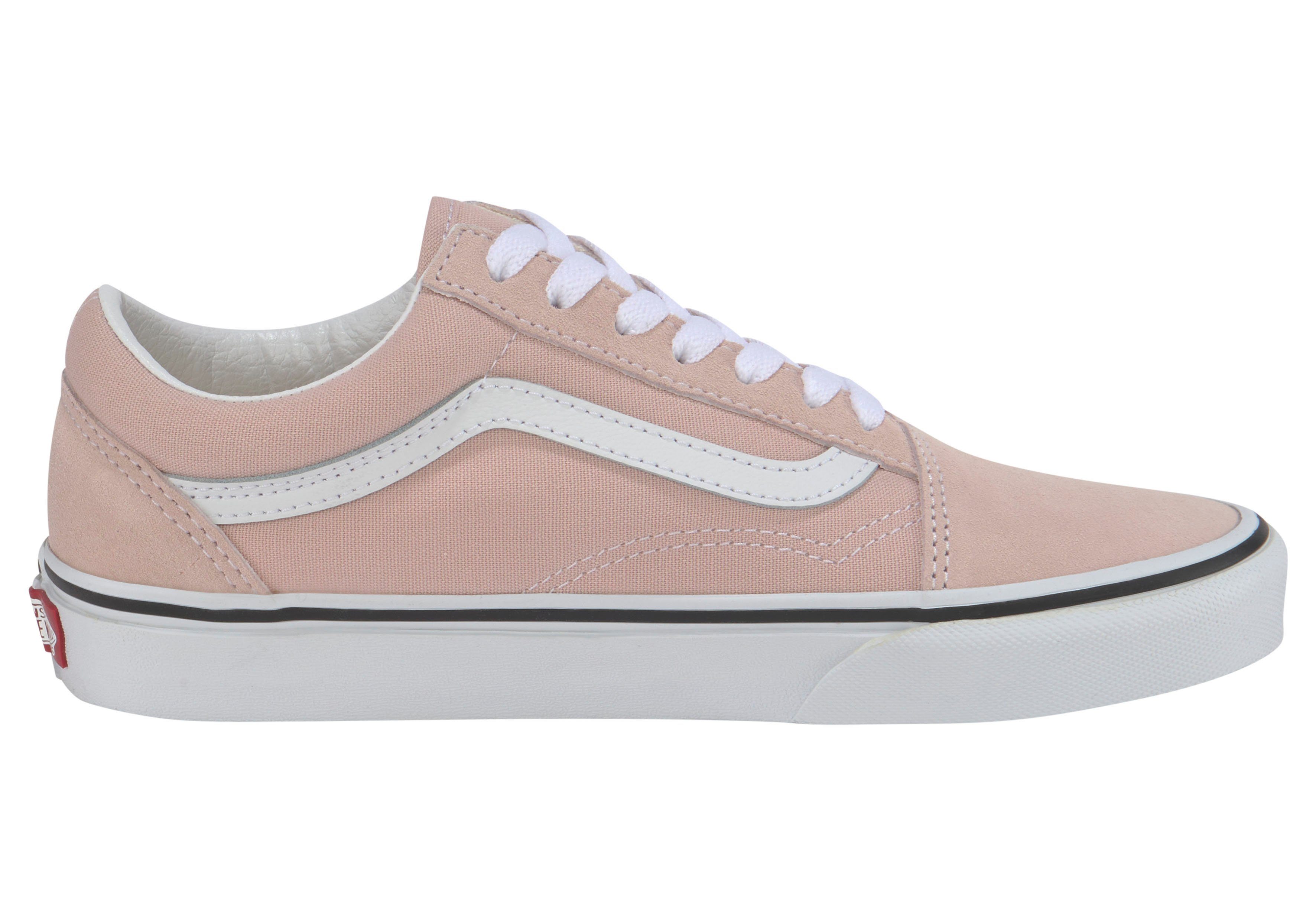 Vans Logo Sneaker mit Old kontrastfarbenem an Ferse rosa der Skool