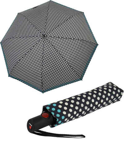 Knirps® Stockregenschirm C.205 Duomatic Auf-Zu-Automatik pingpong blue, stylische Dots mit farbiger Borte
