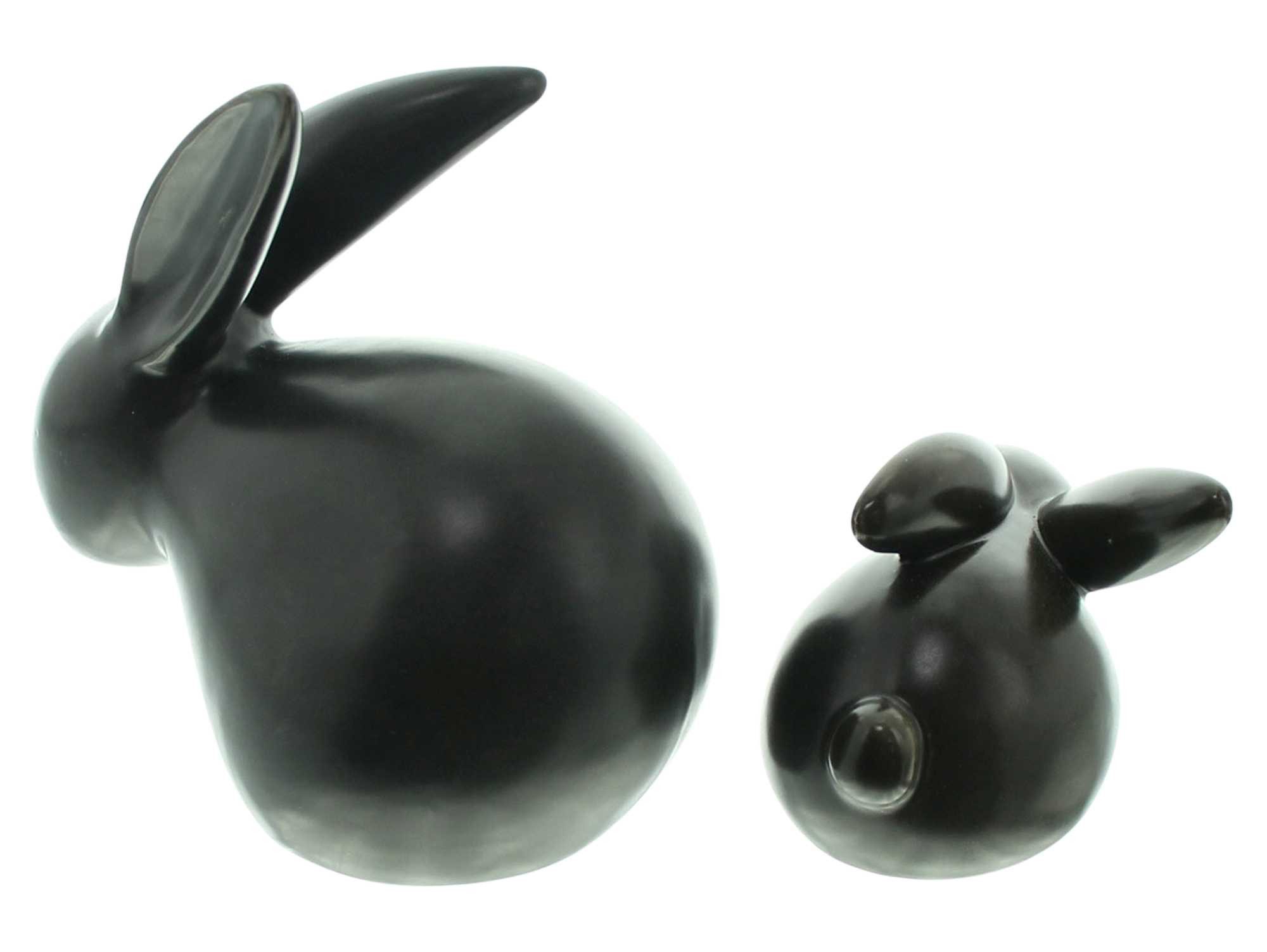 Dekoleidenschaft Osterhase "Black" Dekofigur aus Porzellan mattschwarz, Hase Osterdeko Hasenfigur (1 St. oder, 2 St., im Set), 7 + 12 cm / 26 cm hoch