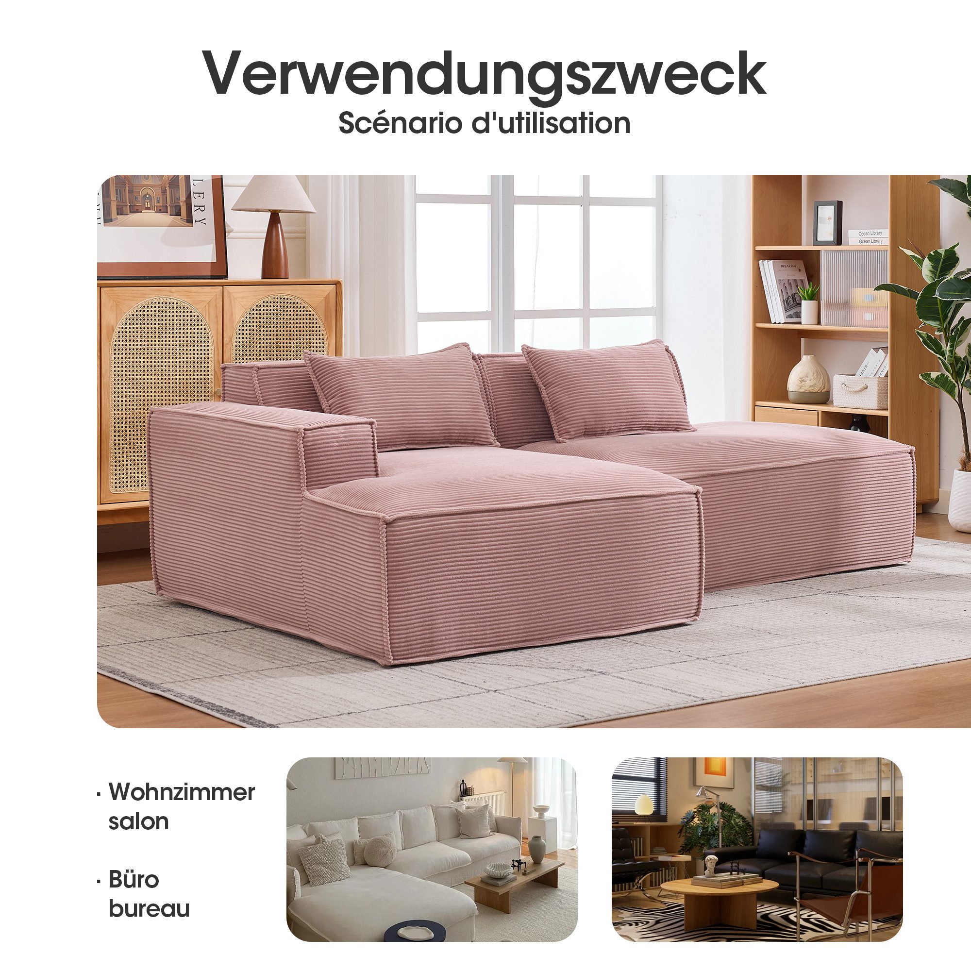 Odikalo 2-Sitzer Sofas wohnzimmer Ecksofa mit Schlaffunktion und Kissen, breites Economy-Textil-Sofa mit zwei Kissen+Federtasche-modernes einfaches und komfortables Sofa ideal für kleine Wohnzimmer Wohnungen und Büros
