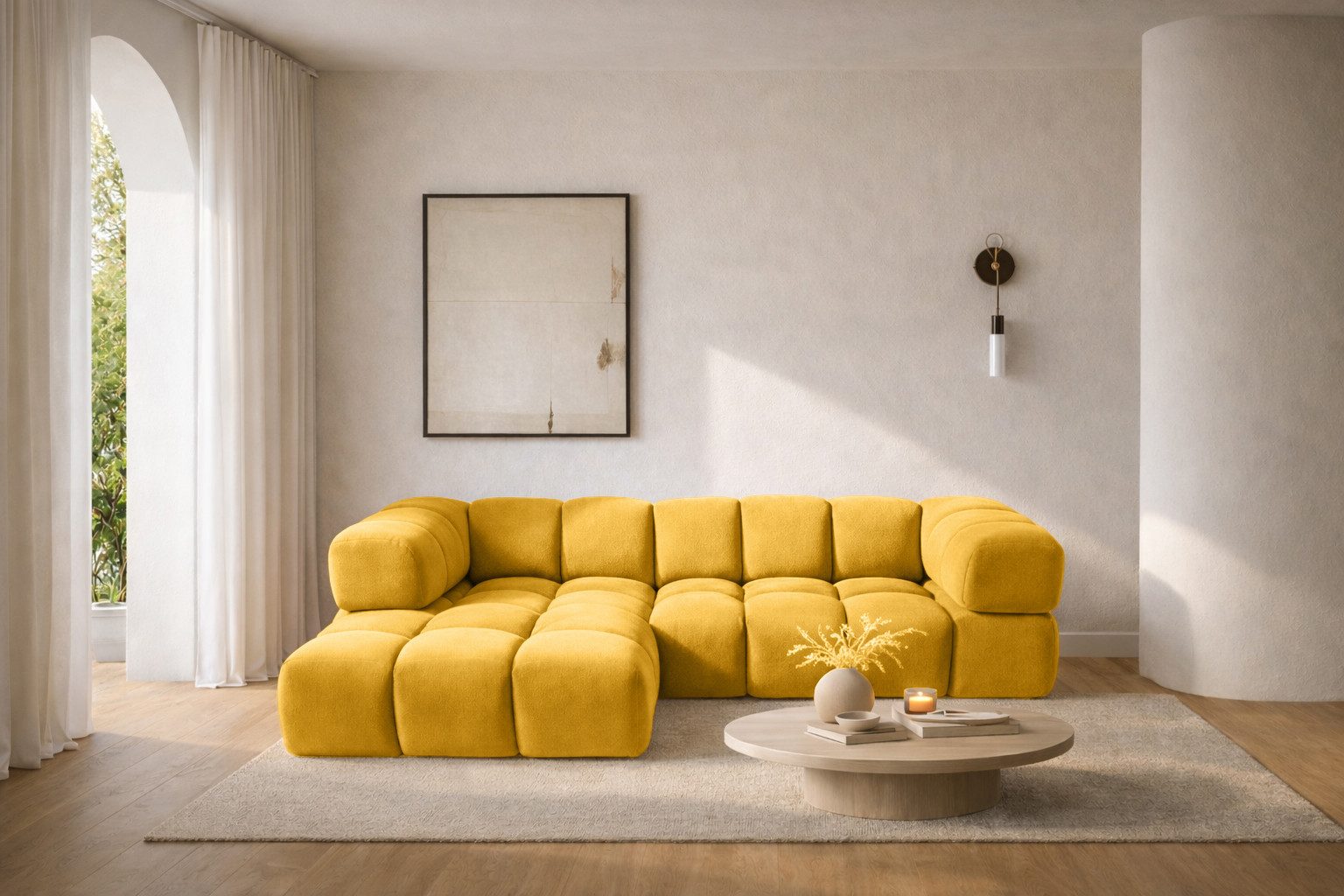 Kaiser Möbel Ecksofa luxuriöses Velours-Sofa im Stoff Bluvel modernes AVERRO, Premium-Velours Bluvel,Weiche abgerundete „Bubble“-Formen