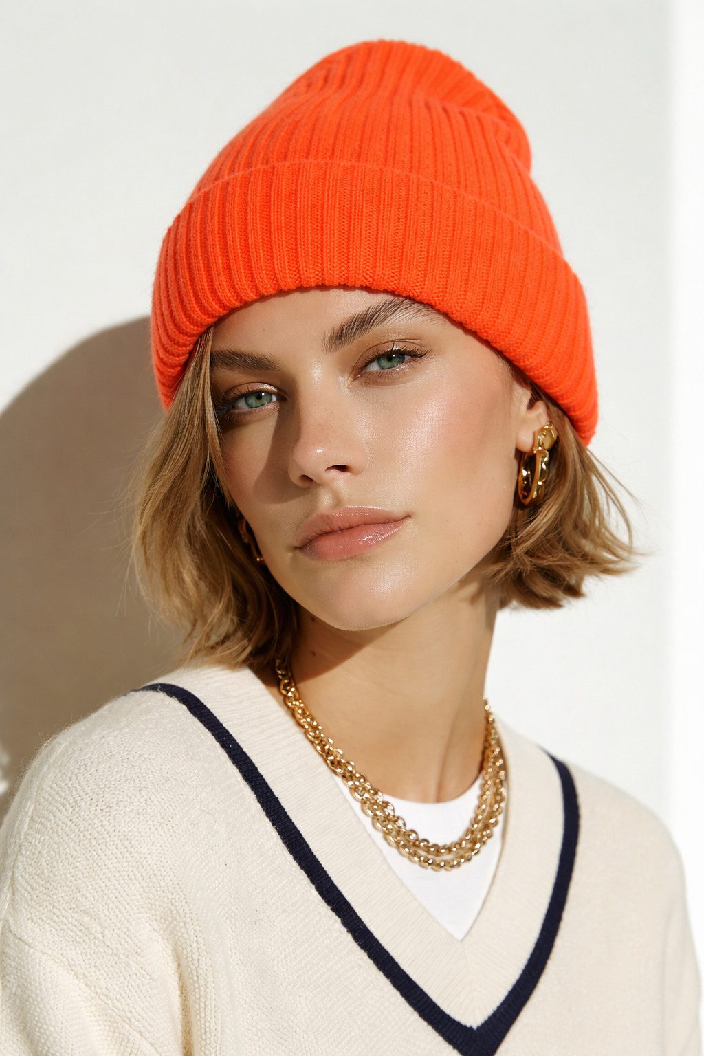 Zuckerwatte Strickmütze mit Umschlag aus Merinowolle mit Viskose und Cashme günstig online kaufen