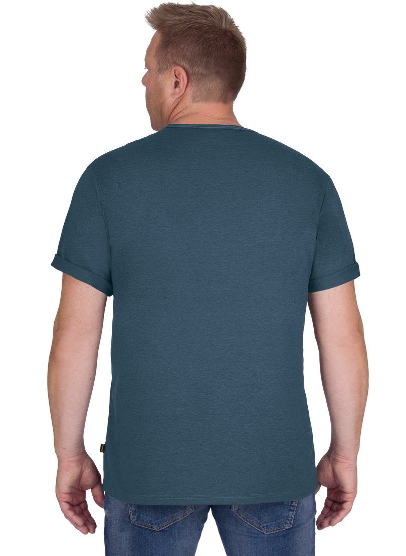 Trigema T-Shirt Knopfleiste Baumwolle jeans-melange mit T-Shirt TRIGEMA DELUXE
