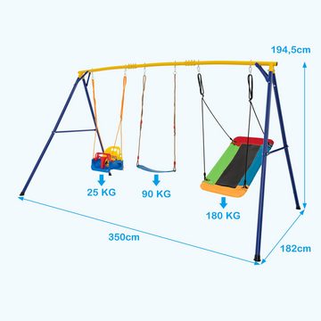 COSTWAY Doppelschaukel, Kinderschaukel, Schaukelgestell aus Metall, verstellbar