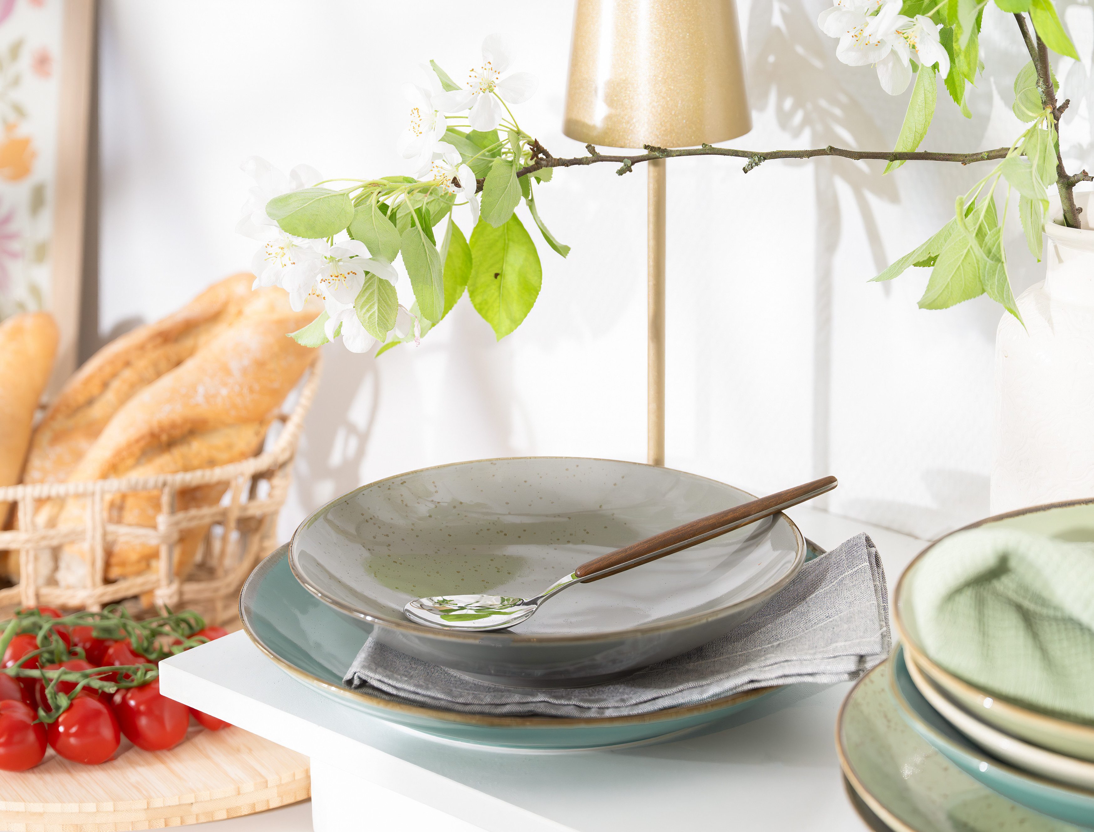 creaTable Tafelservice Geschirr-Set NATURE COLLECTION (12-tlg), 4 Personen, Steinzeug, Teller Set, Service, 12 Teile, für 4 Personen – Bild 4 von 5