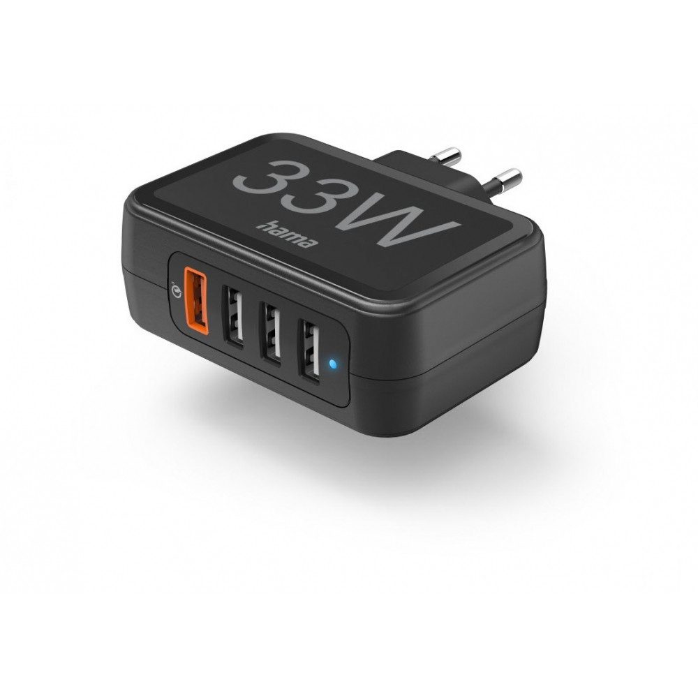 Hama Hama 4-fach Ladestation 33W mit Quick Charge™ Technologie. Ladestation (Ladeadapter, Quick Charge™ 3.0, Ladetechnologie: Quick Charge™ 3.0)
