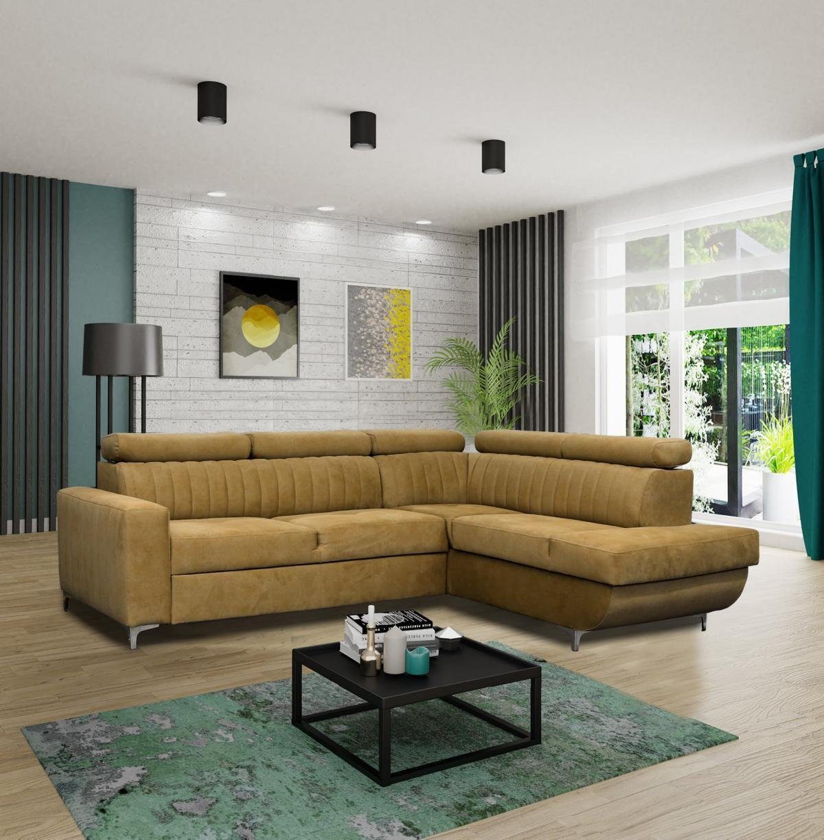 Sofa in Ecke Ecksofa Textil Europe Wohnzimmer, Made Braun Sofas Couch Sitz L-Form JVmoebel