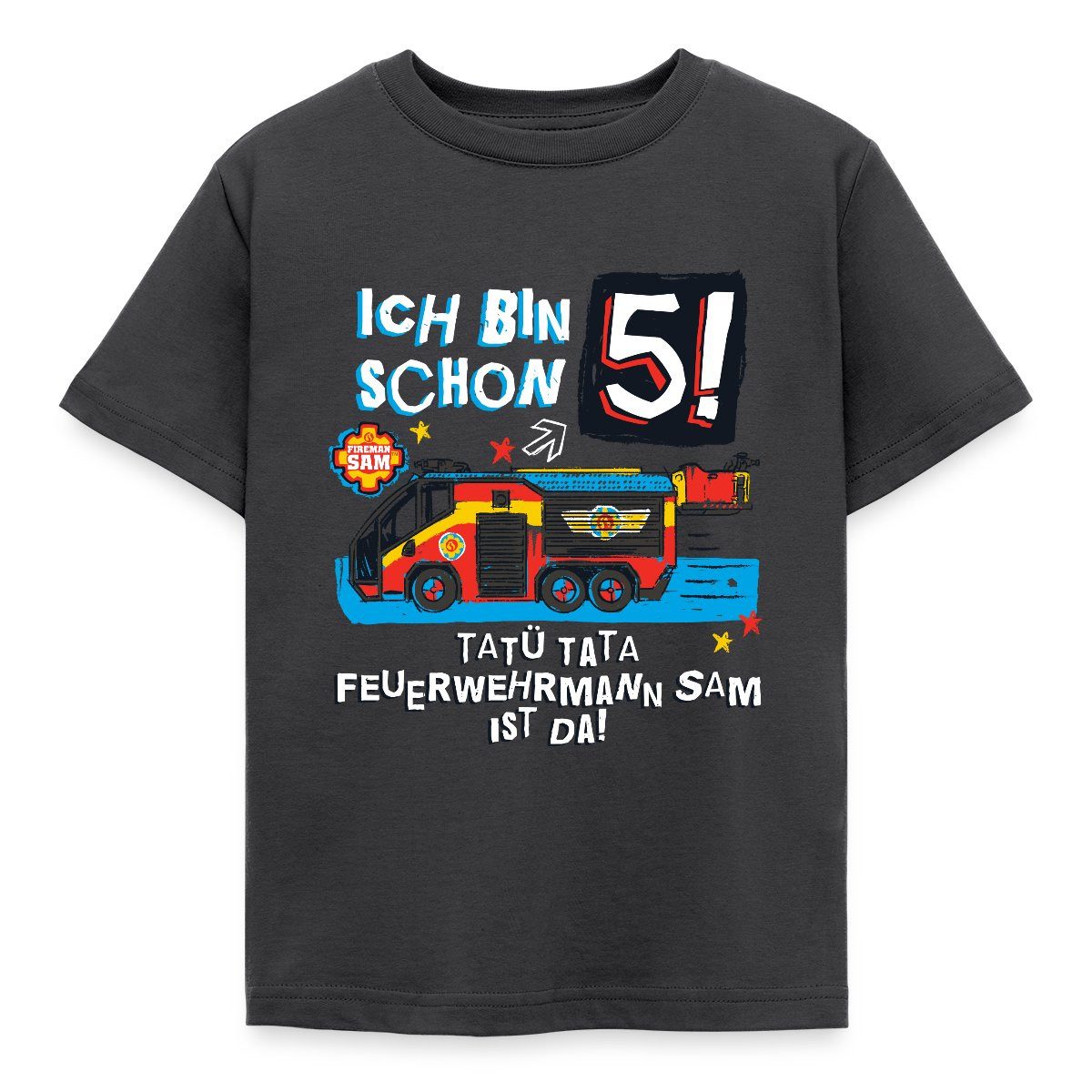 T-Shirt Feuerwehrmann Sam Geburtstagsdesign 5 Jahre Kinder T-Shirt