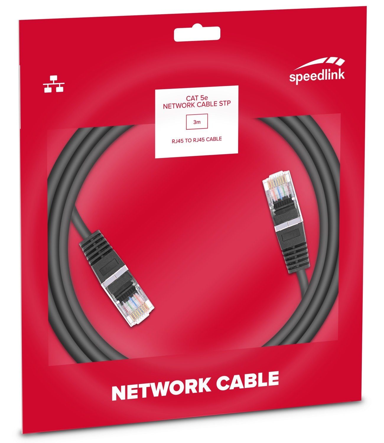Speedlink Basic CAT 5e Netzwerk-Kabel STP 3m LAN-Kabel, RJ45, (3 cm), Rundkabel