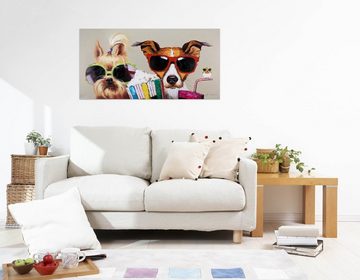 KUNSTLOFT Gemälde Kiki, Jack und Matt 120x60 cm, Leinwandbild 100% HANDGEMALT Wandbild Wohnzimmer