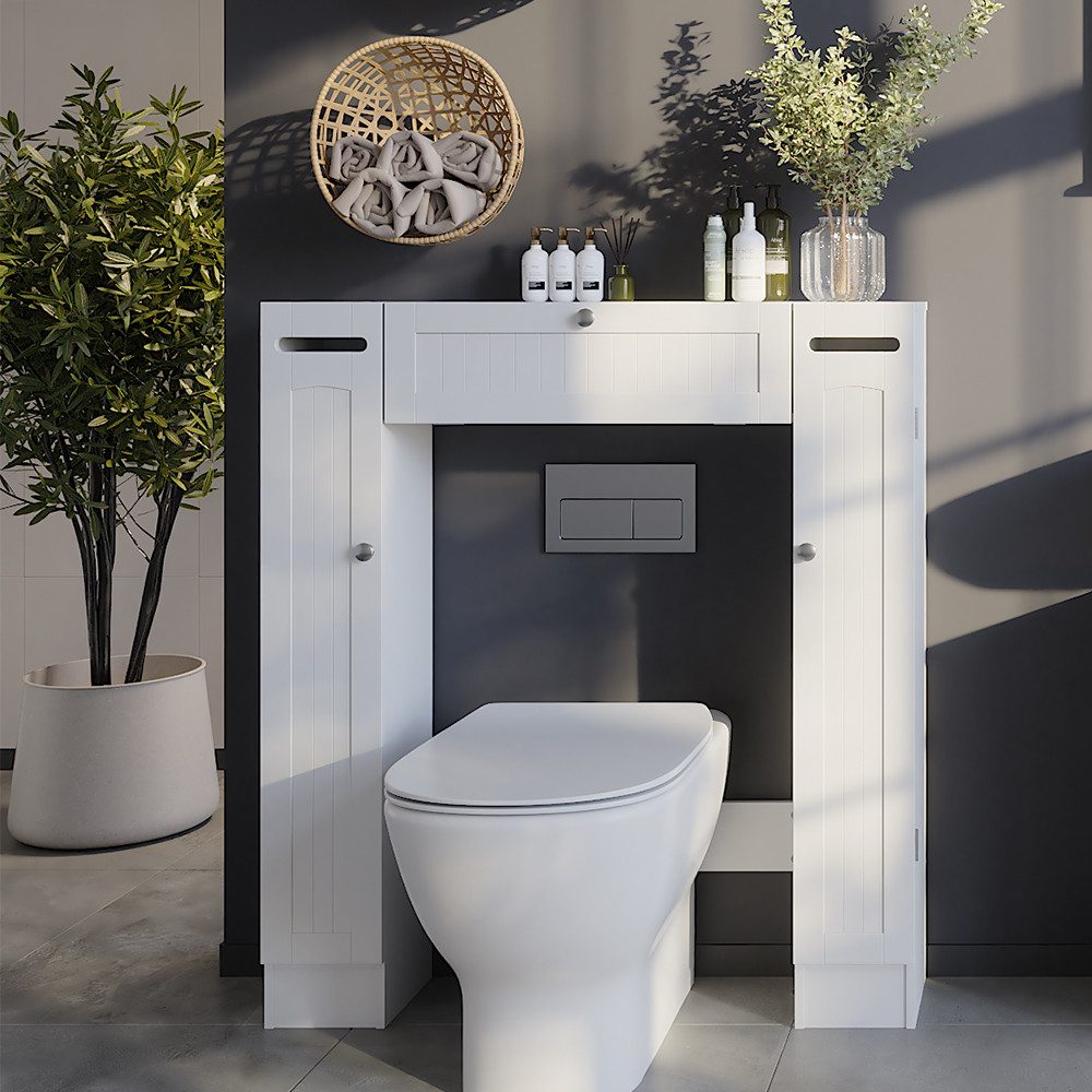 Vicco Badregal Bianco, Weiß, 89 x 99 cm mit 2 Toilettenpapierspendern, 1-tlg.