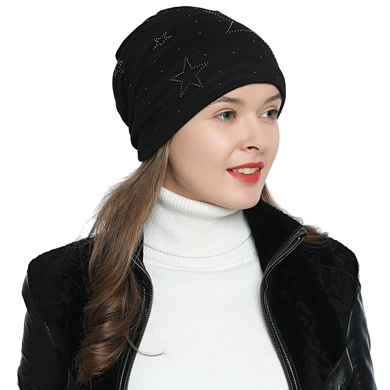 DonDon Beanie Damen Slouch mit Print günstig online kaufen