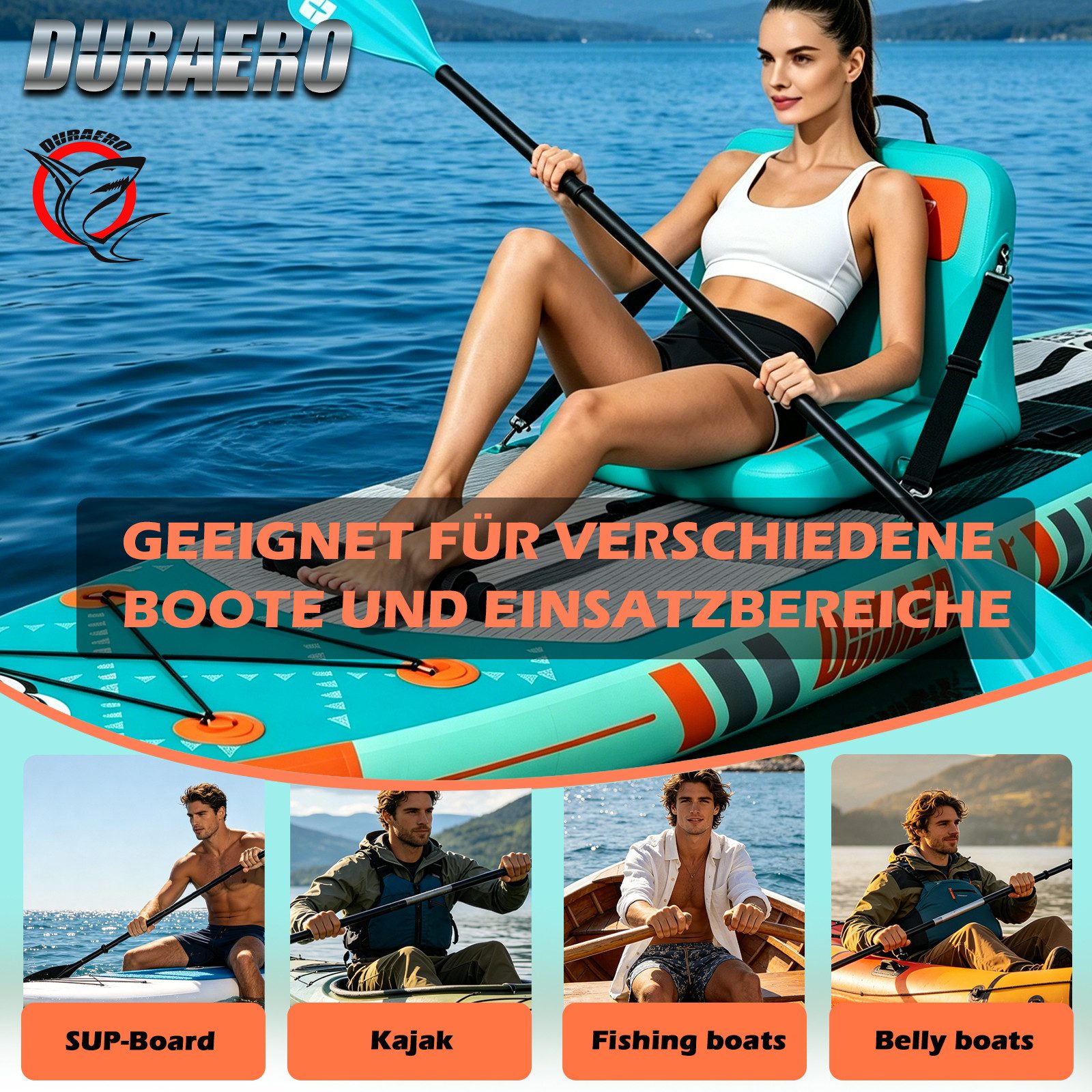 DURAERO SUP-Board DURAERO Aufblasbarer Kajaksitz mit Rückenlehne