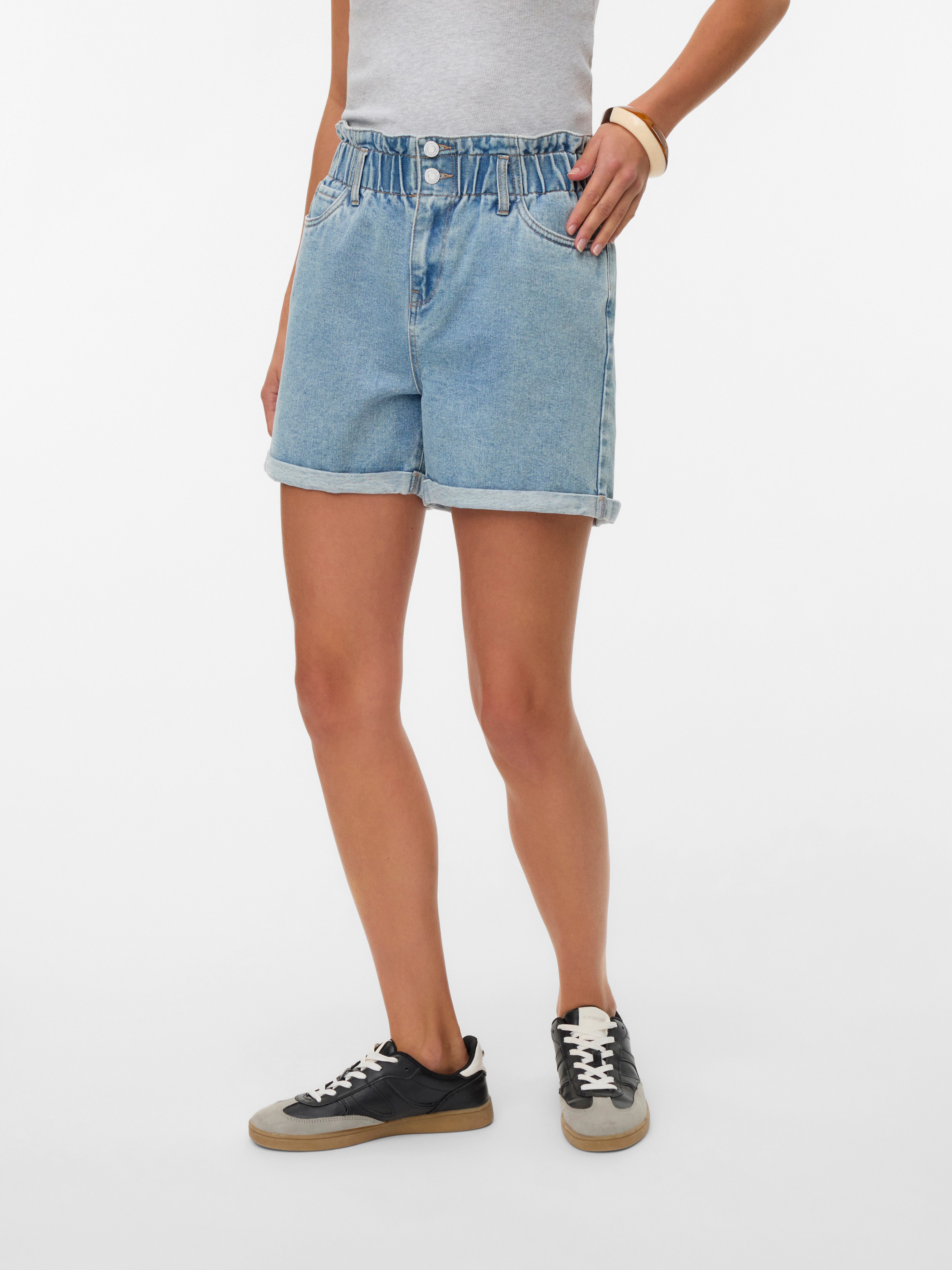 Vero Moda Jeansshorts VMLYRA HR PAPERBAG SHORTS MIX Baumwollmischung, loose fit