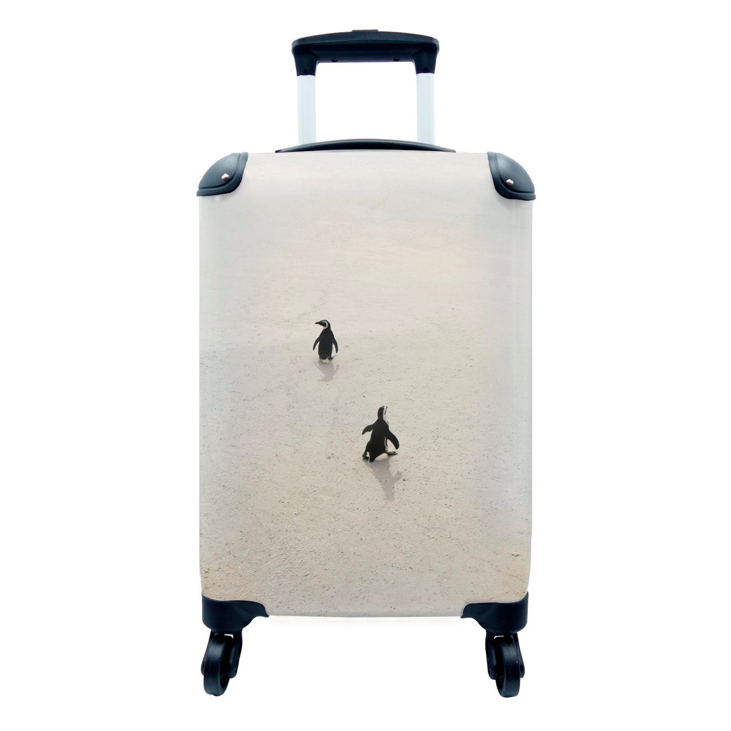 dem MuchoWow Rollen, mit Sand rollen, Ferien, spazieren auf in Handgepäck Zwei Handgepäckkoffer Reisekoffer für Reisetasche Trolley, Pinguine 4 Südafrika,