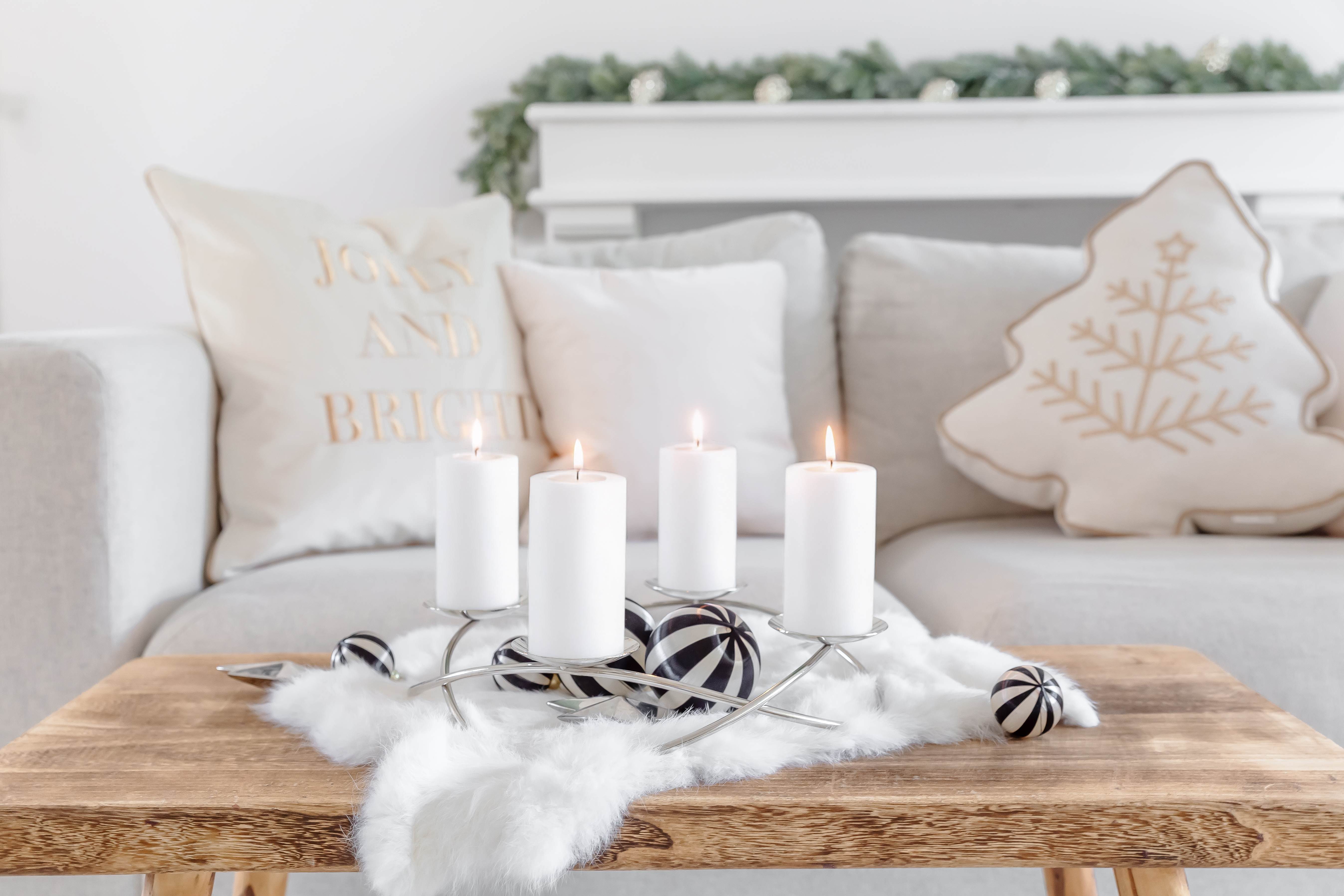 EDZARD Adventskranz Alloa, Silber-Optik, glänzend, vernickelt, Ø 33 cm