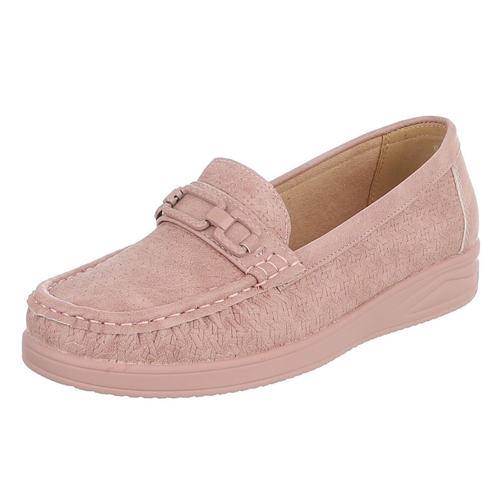 Ital-Design Damen Mokassin Slipper mit Zierriegel und Komfortsohle Slipper (91849456) Keilabsatz/Wedge Mokassins in Altrosa