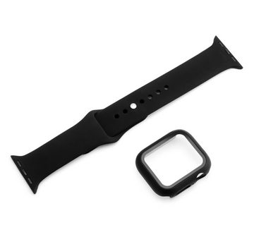 PRECORN Smartwatch-Armband Silikon Ersatzarmband in schwarz für Apple Watch 8/7/6/5/4/3/2/1/SE