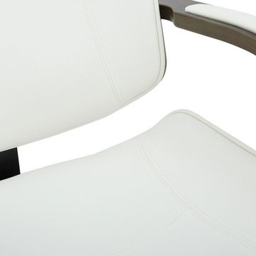 TPFLiving Bürostuhl Daytona mit bequemer Rückenlehne - höhenverstellbar und 360° drehbar (Schreibtischstuhl, Drehstuhl, Chefsessel, Bürostuhl XXL), Gestell: Metall chrom - Sitzfläche: Kunstleder weiß/grau