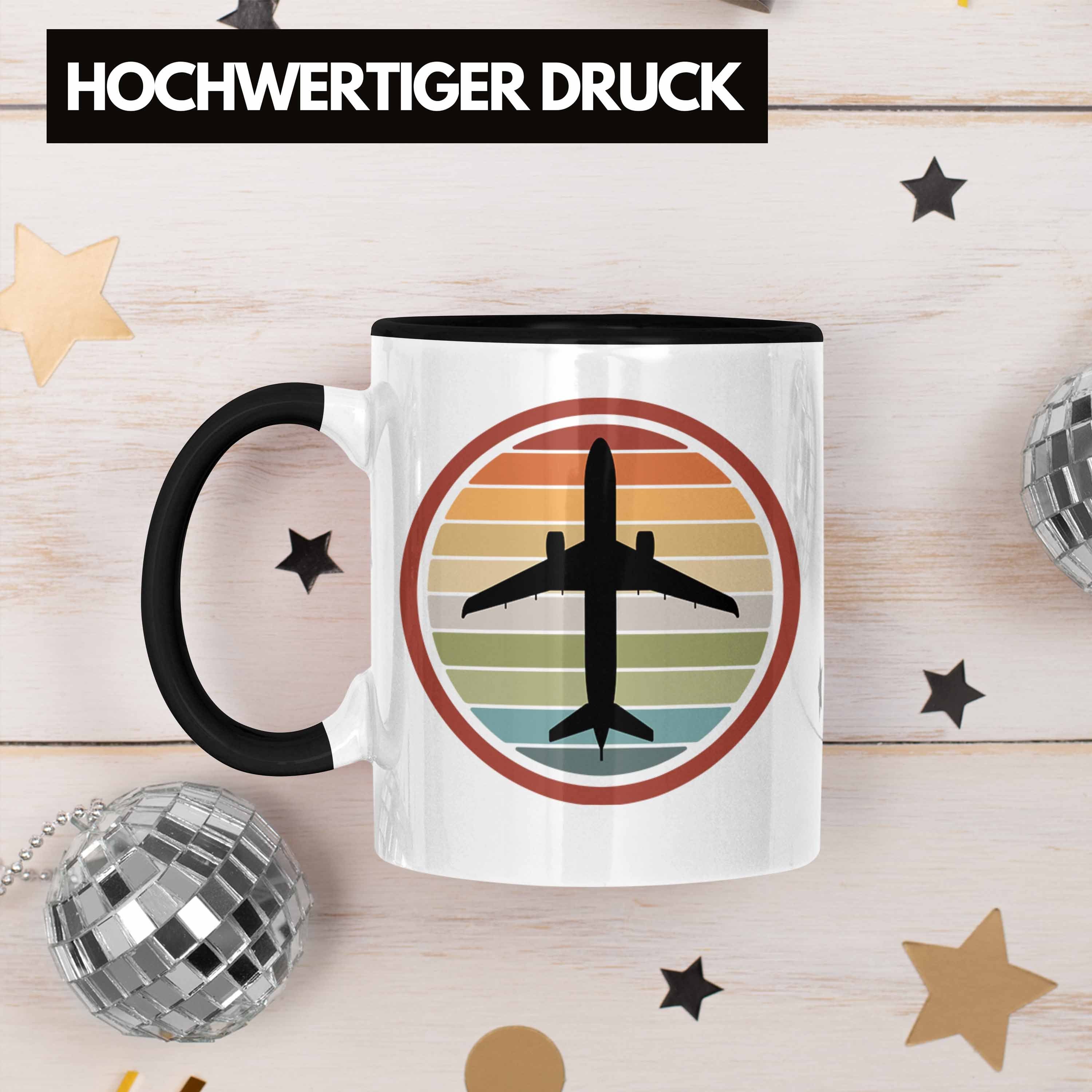 Kaffeetasse Geschenk Grafik Trendation Trendation Geschenkidee Schwarz - Flugzeug Fliegen Tasse Tasse Flugzeug Pilot Piloten