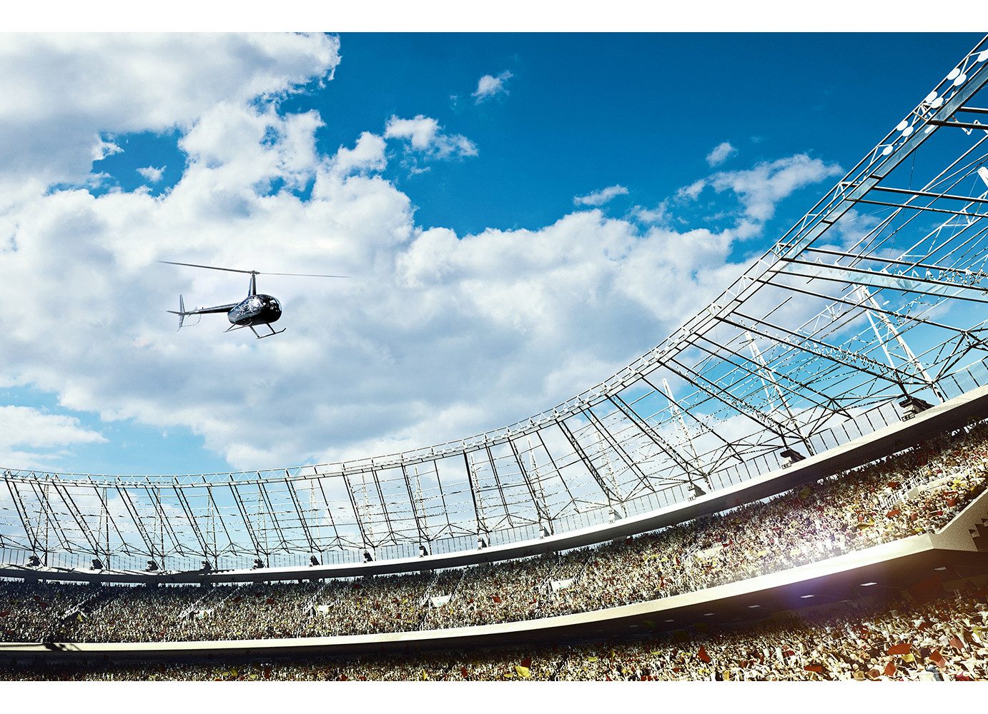Jochen Schweizer Erlebnisgutschein Heli-Stadionrundflug übers Rheinland, Diesen Flug regiert König Fußball!