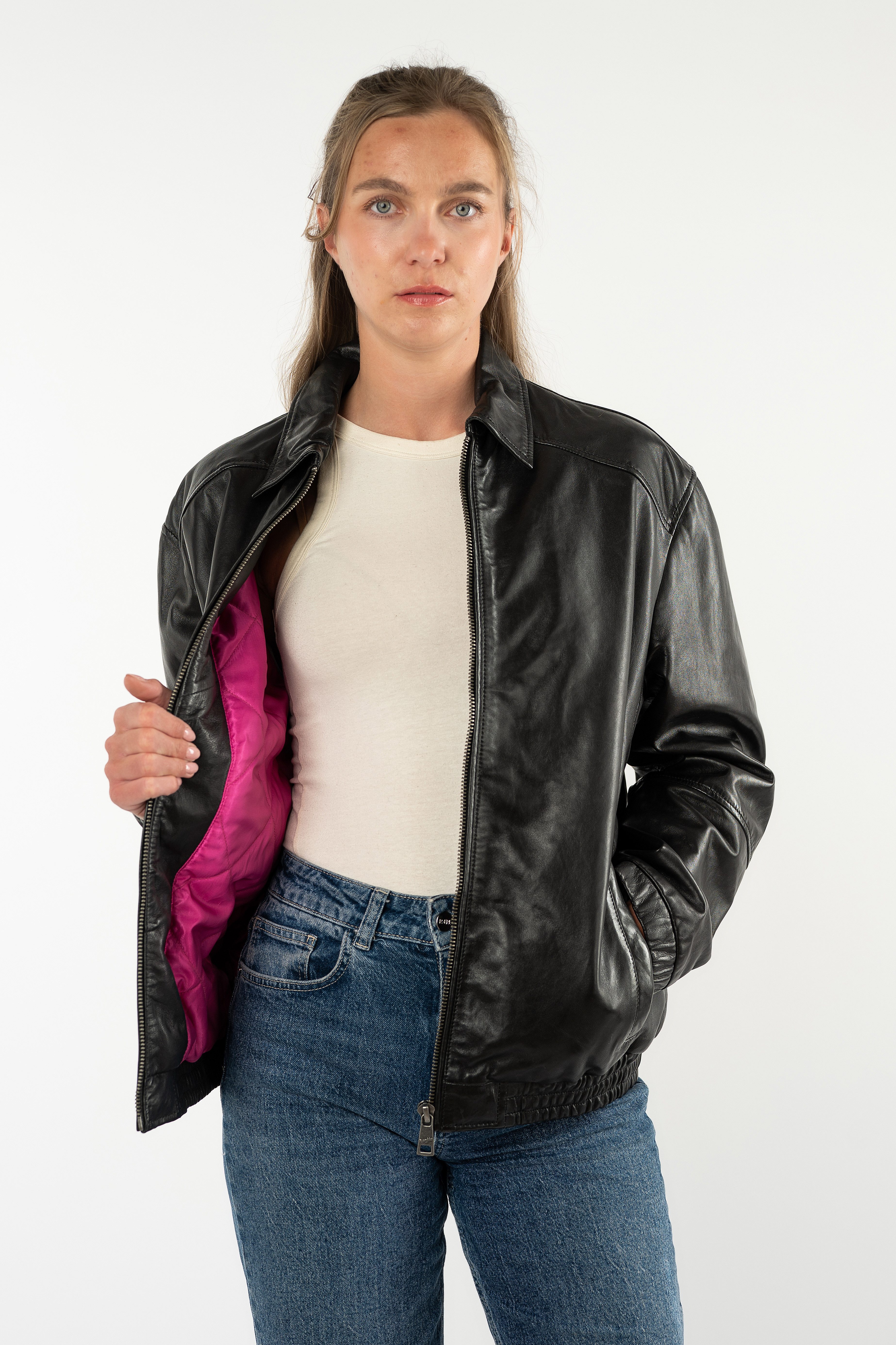 Mauritius Lederjacke MWAveline OS mit Umlegekragen, Oversize Fit