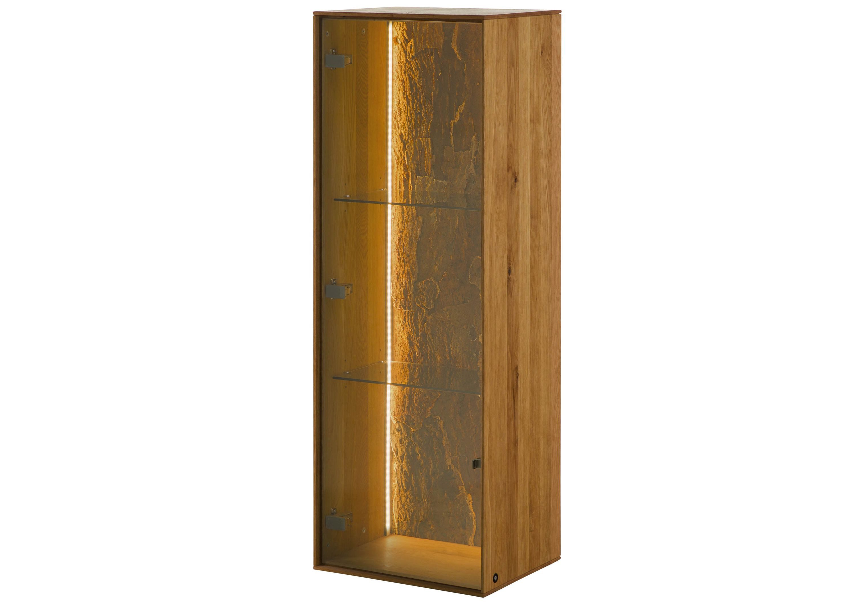 Massivmoebel24 Hängevitrine #13 (Wildeiche 46x38x132 natur geölt LINDAU #13)