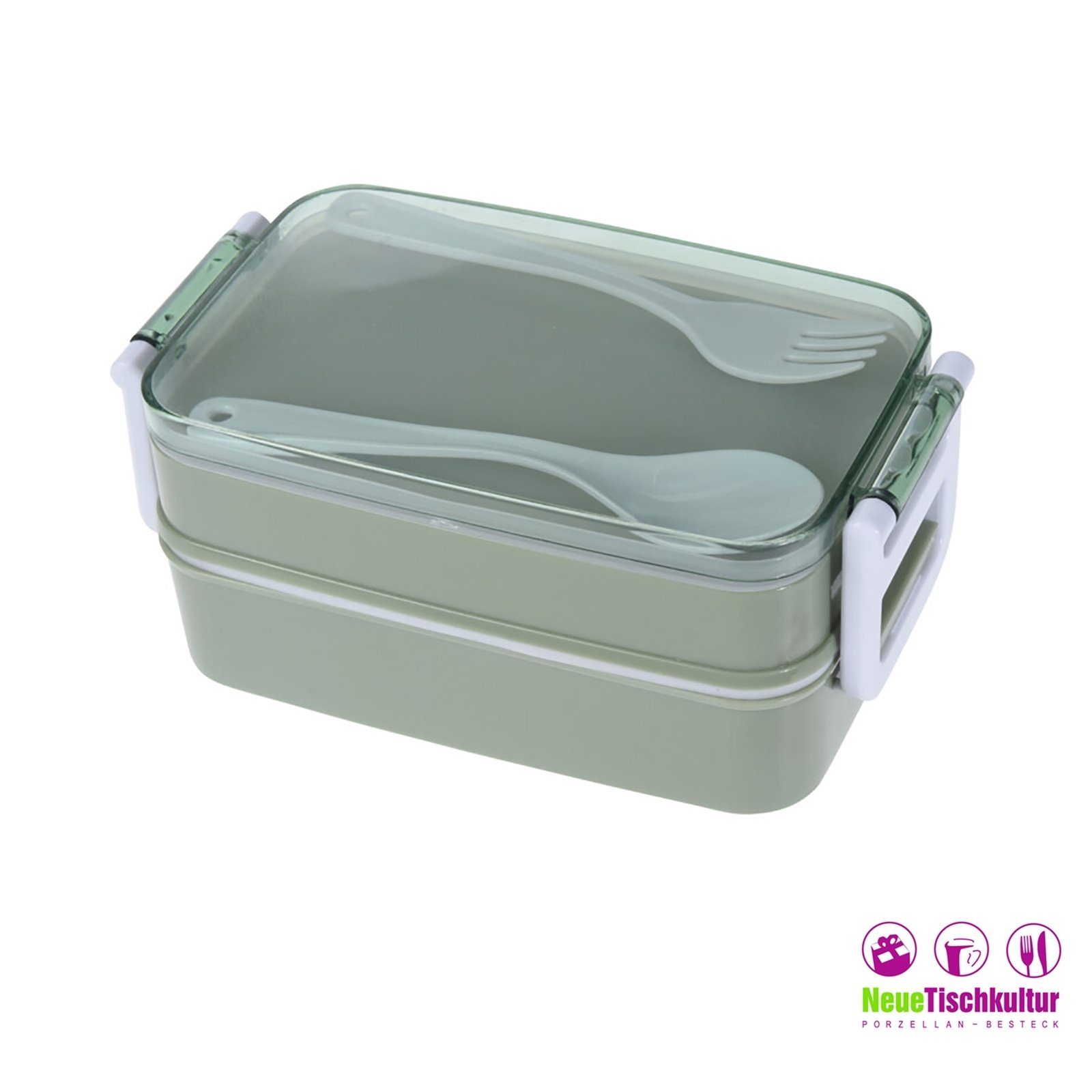 Lunchbox Lunchbox Kunststoff, Besteck Grün mit Kunststoff Neuetischkultur