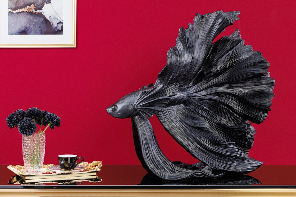 riess-ambiente Tierfigur CROWNTAIL 60cm schwarz Wohnzimmer Skulptur St), Kunststein · · Betta Kampffisch (Einzelartikel, · 1 · Jungle Urban