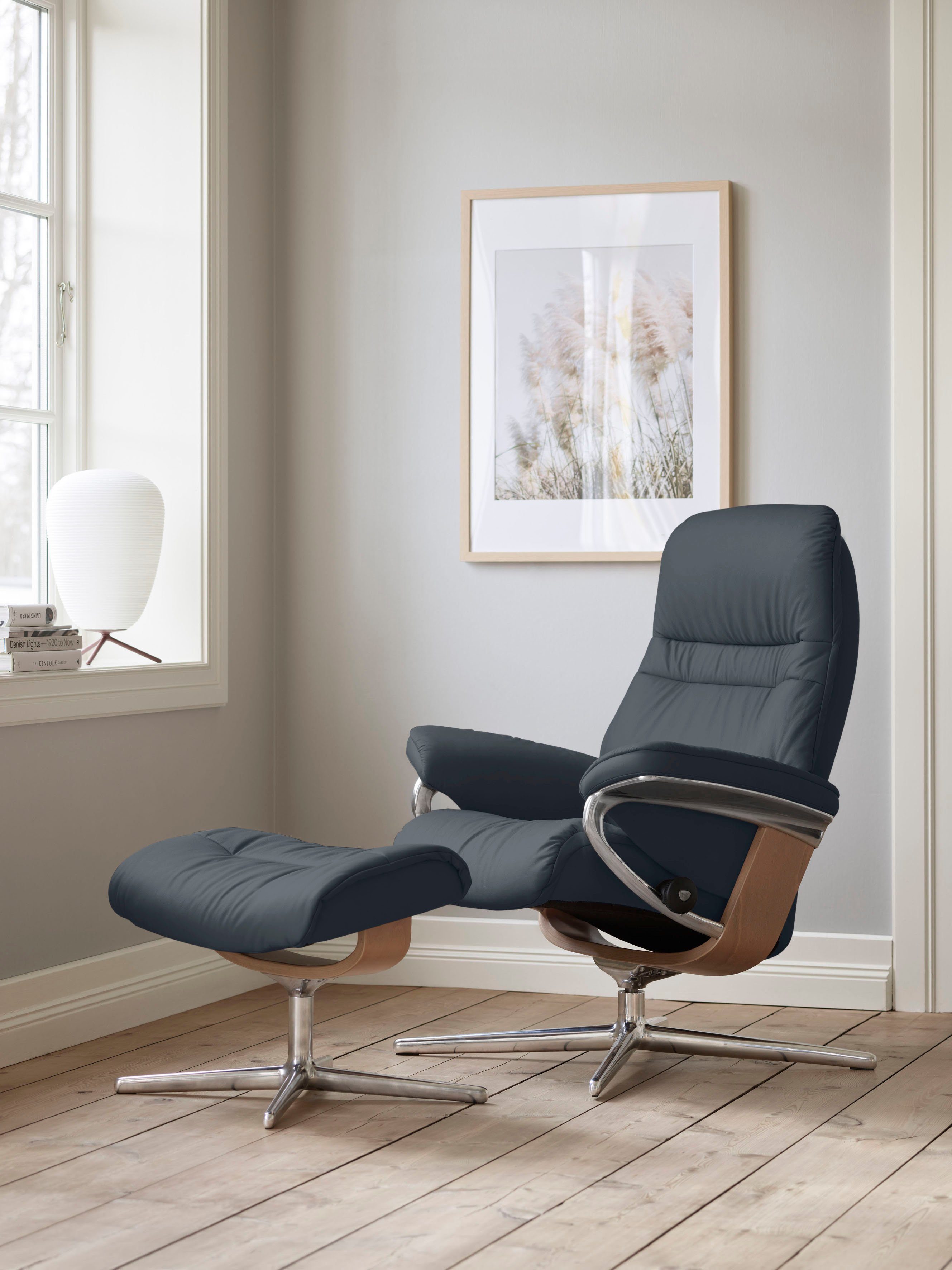 Stressless® Fußhocker Sunrise, mit Cross Base, Größe S, M & L, Holzakzent Eiche