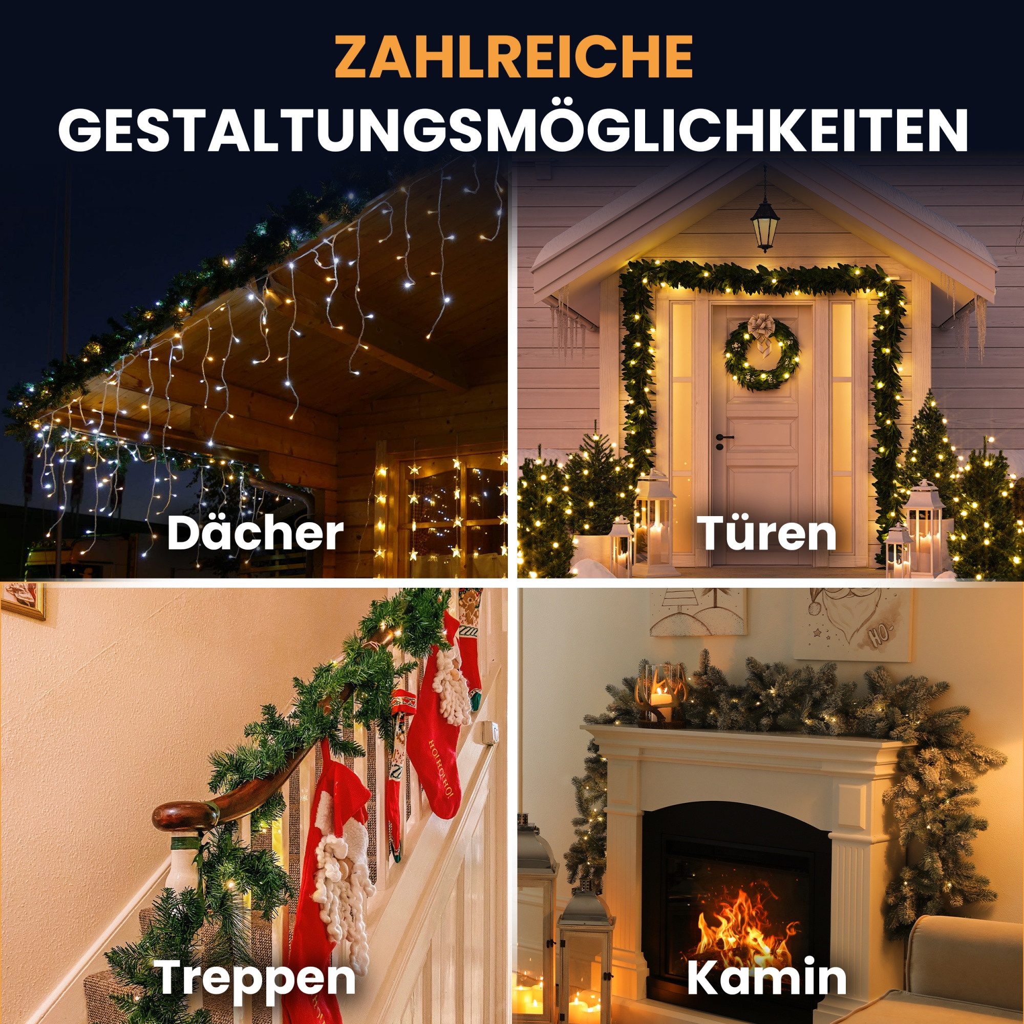 Gartenpirat LED-Girlande Künstliche Tannengirlande Türgirlande LED Weihnachtsgirlande Girlande, Atmosphärische Beleuchtung – Bild 5 von 5