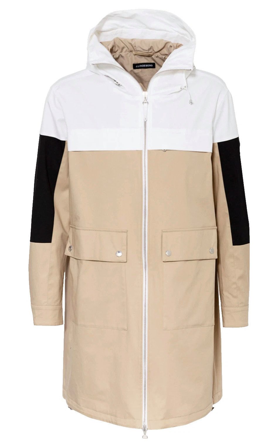 J.LINDEBERG Parka Primo Trench Herrenmantel Jacke mit Kapuze metallischen Logo-Patch, Kordelzug an Kapuze
