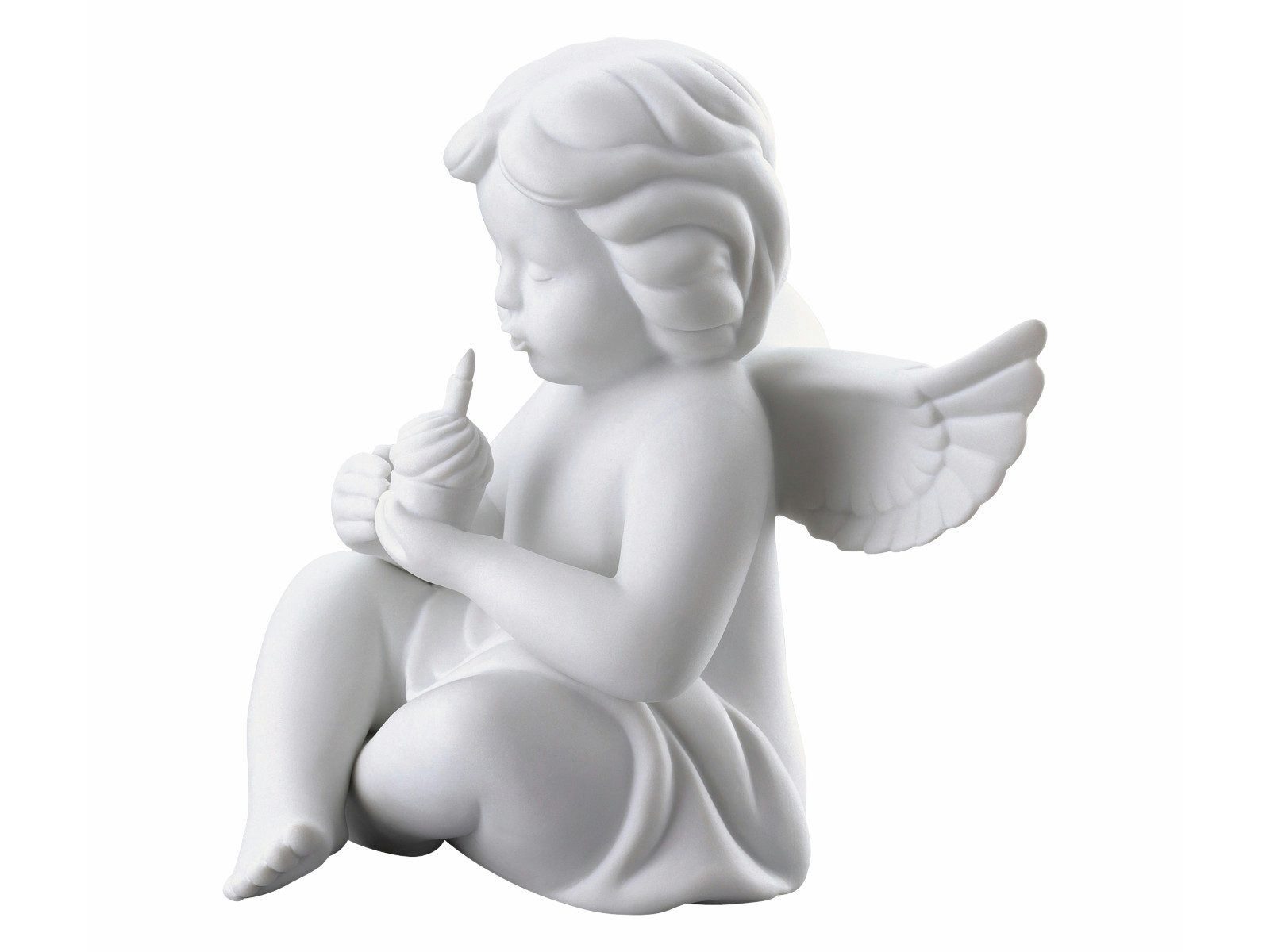 Rosenthal Dekofigur Engel gross weiss matt m. Geburtstagskuchen 14cm, Figuren