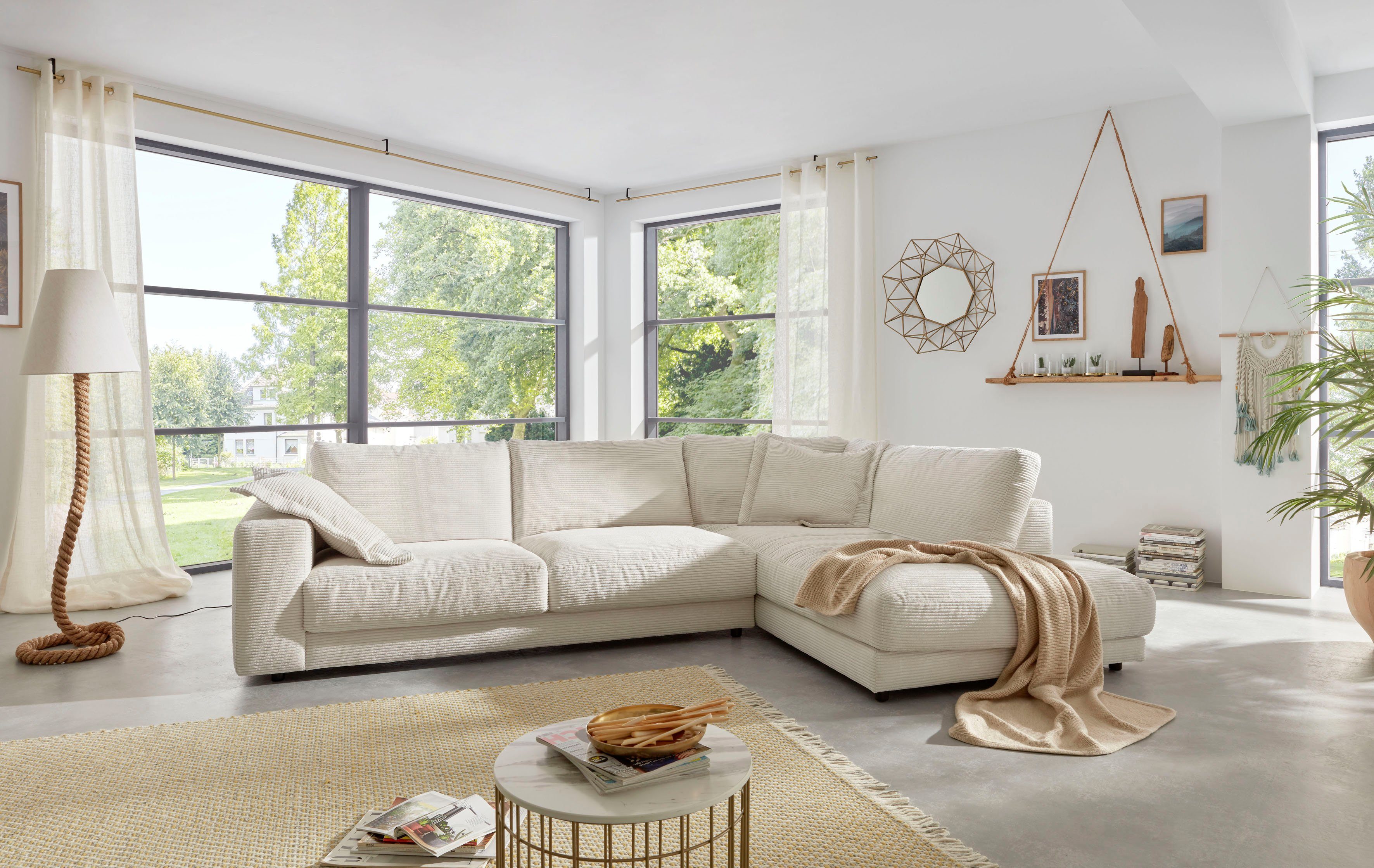Home affaire Ecksofa Enisa XXL B/T/H: 325/224/85 cm L-Form, Kuschelig, gemütlich, in 5 Farben, Bezug in Cord, mit 2 Zierkissen – Bild 2 von 5
