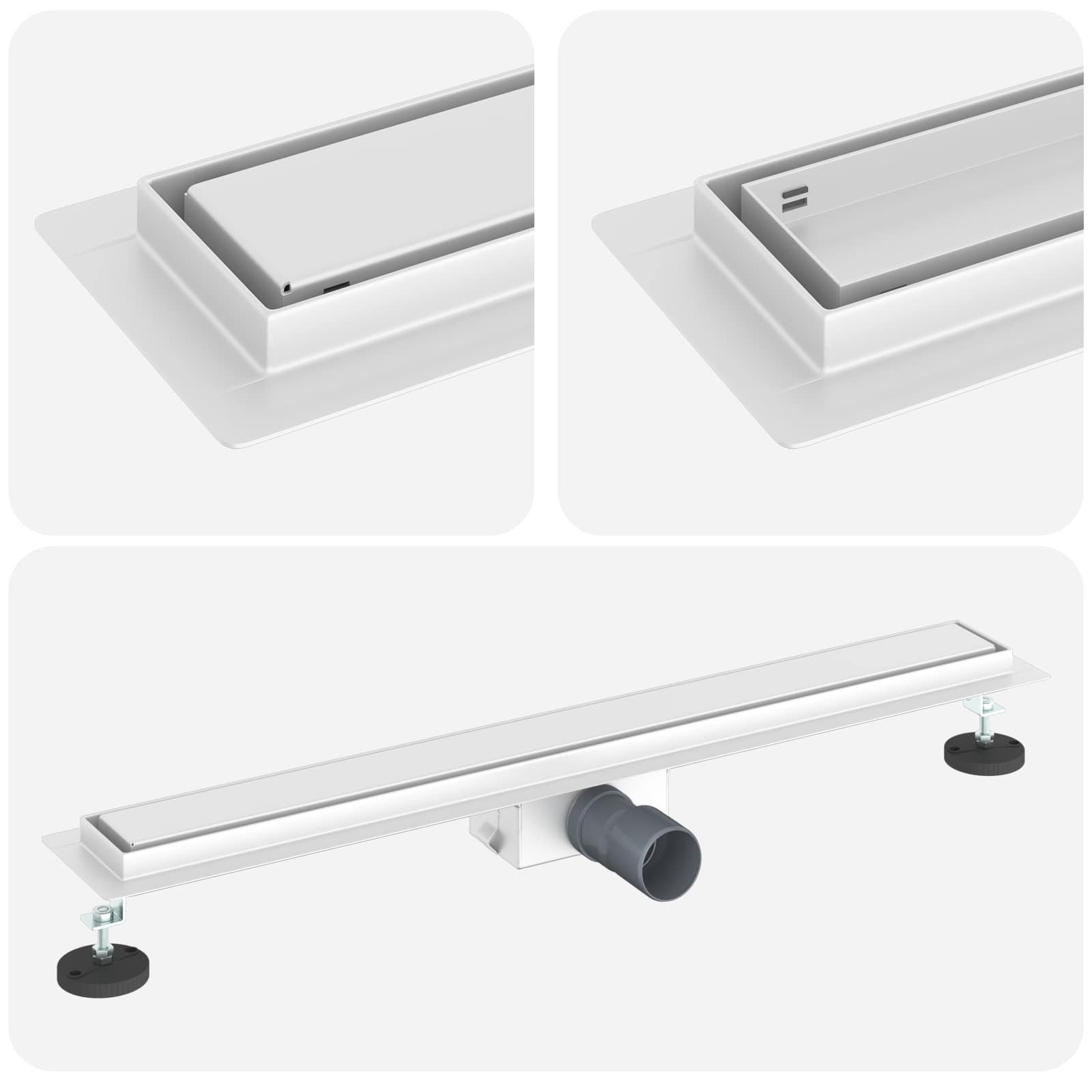 vidaXL Duschrinne 2 in 1 Duschabfluss Silber 80 cm Edelstahl 304, 1-St.