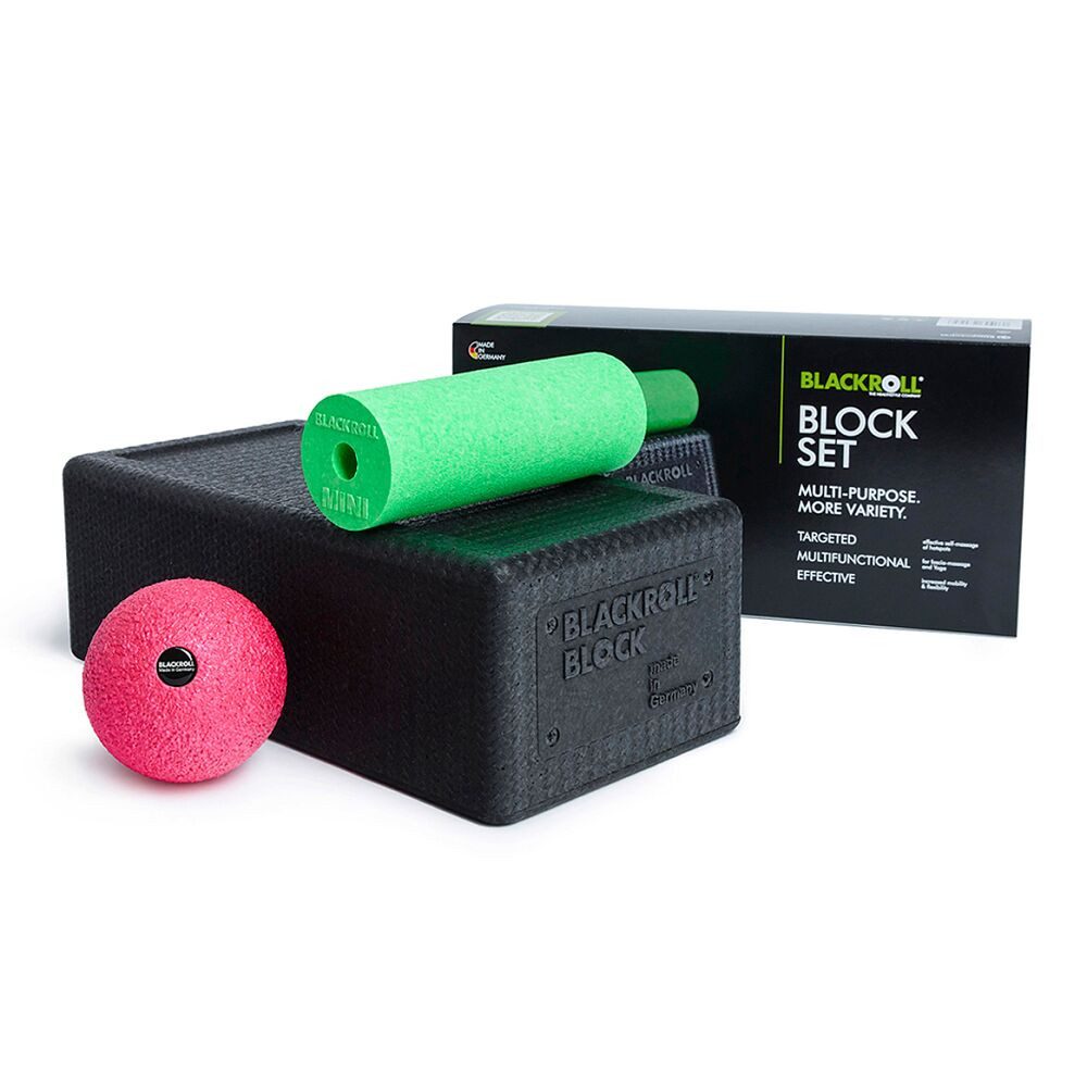 Blackroll Massagegerät Faszien-Set Block, Set aus Blackroll Block, Blackroll Ball, Blackroll Mini